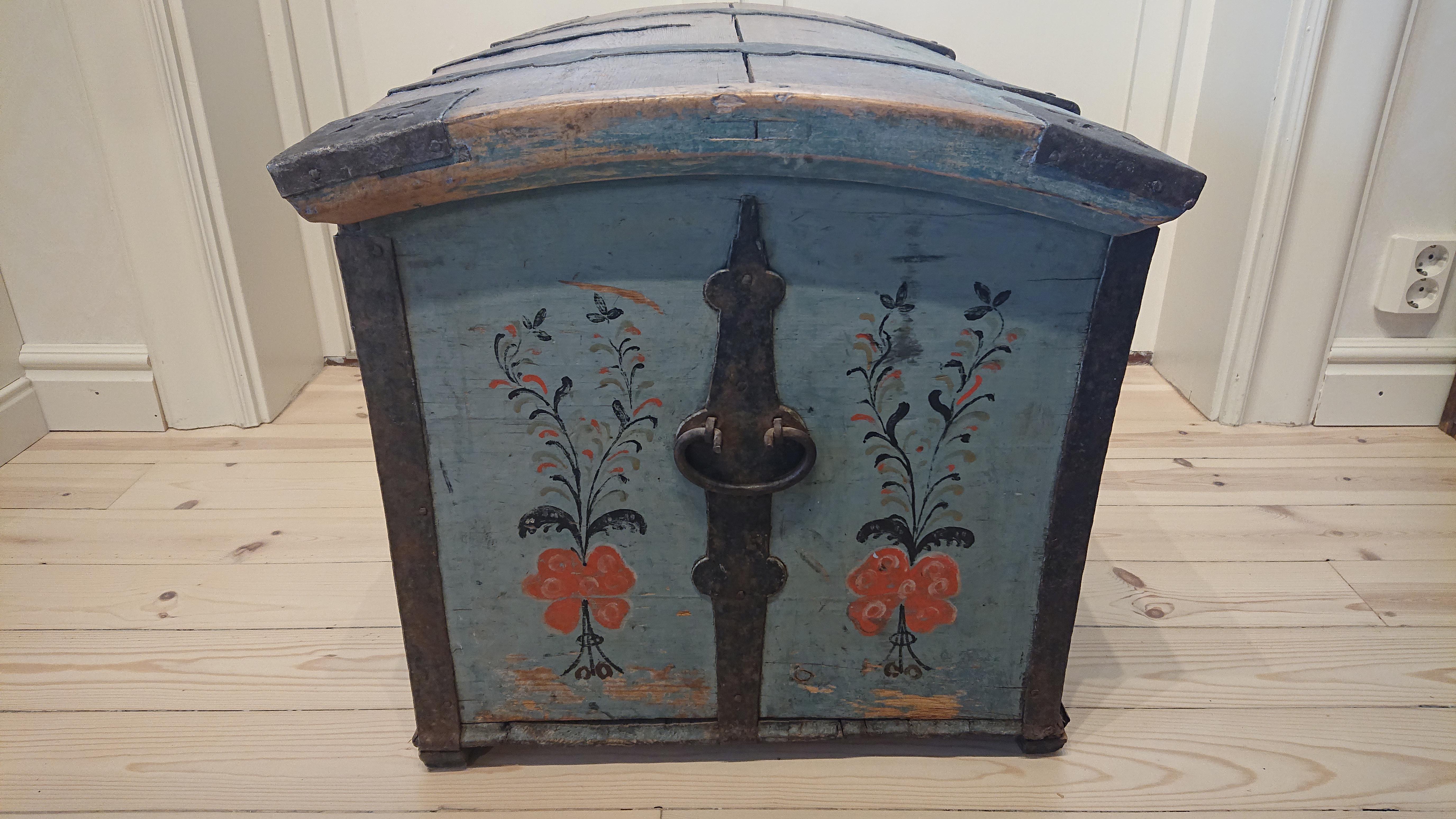 Folk Art 18th Century Swedish Folkart Chest Untouched Originalpaint