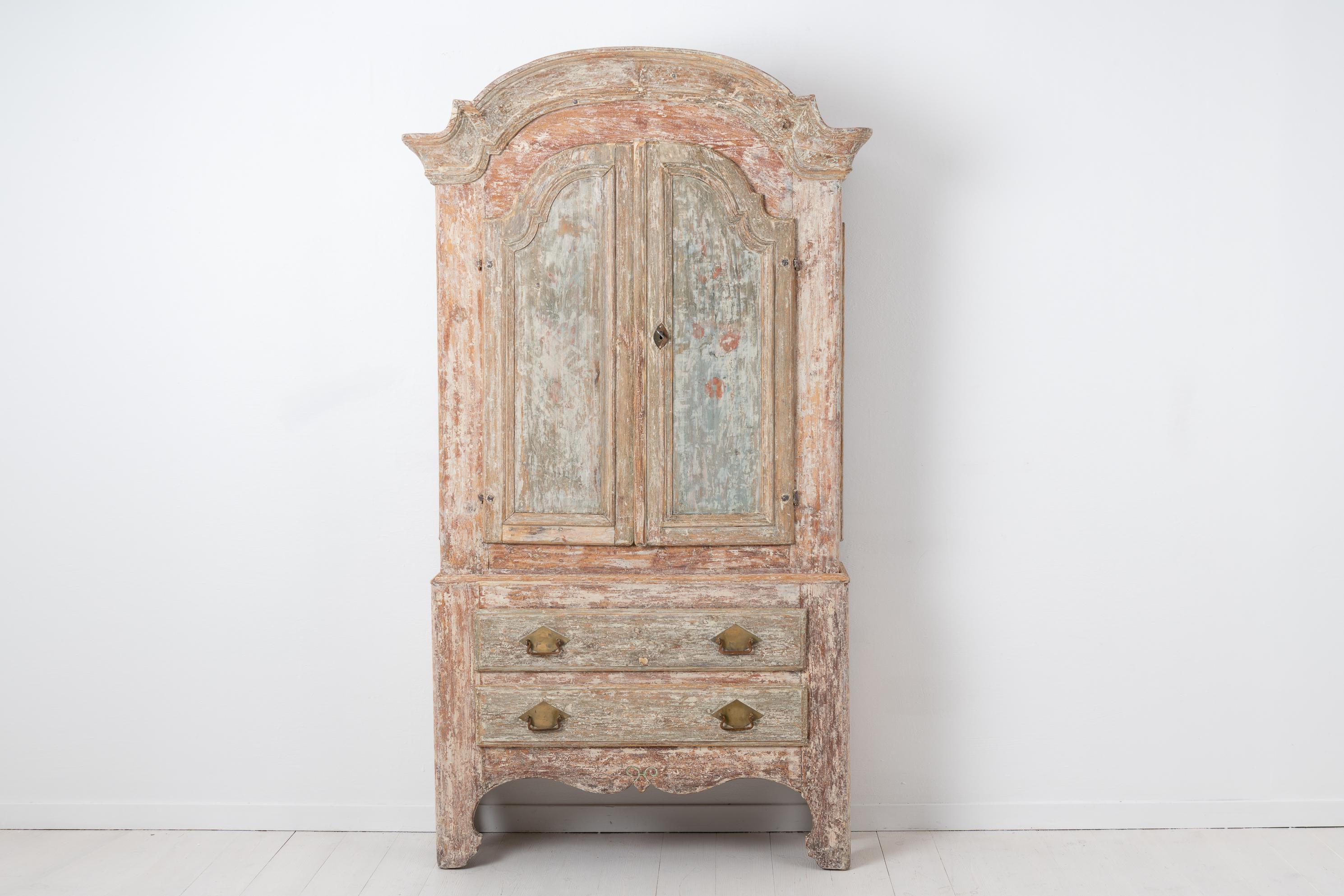Pine 18th Century Swedish Genuine Rococo Cabinet