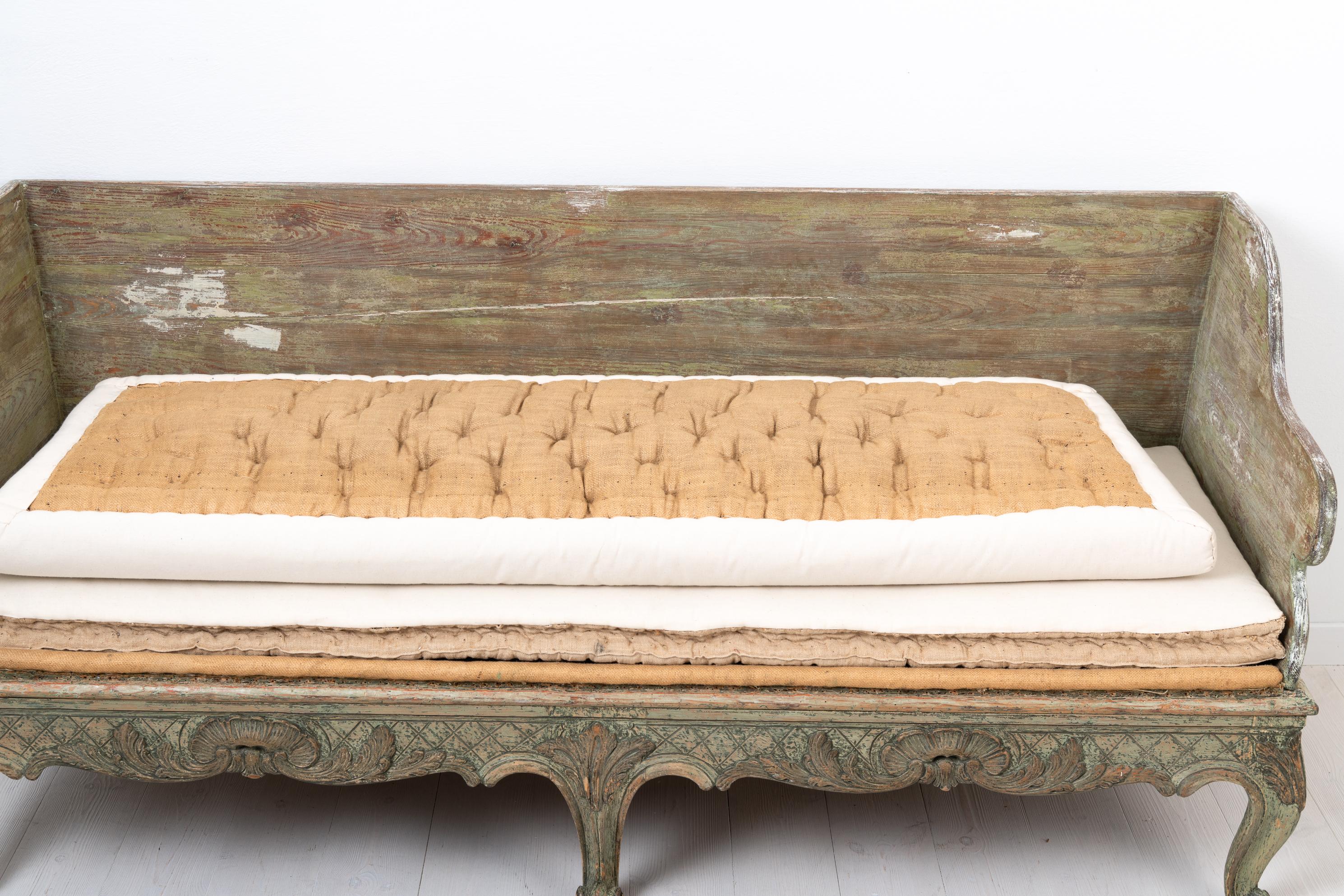 18th Century Swedish Green and White Rococo Sofa 6