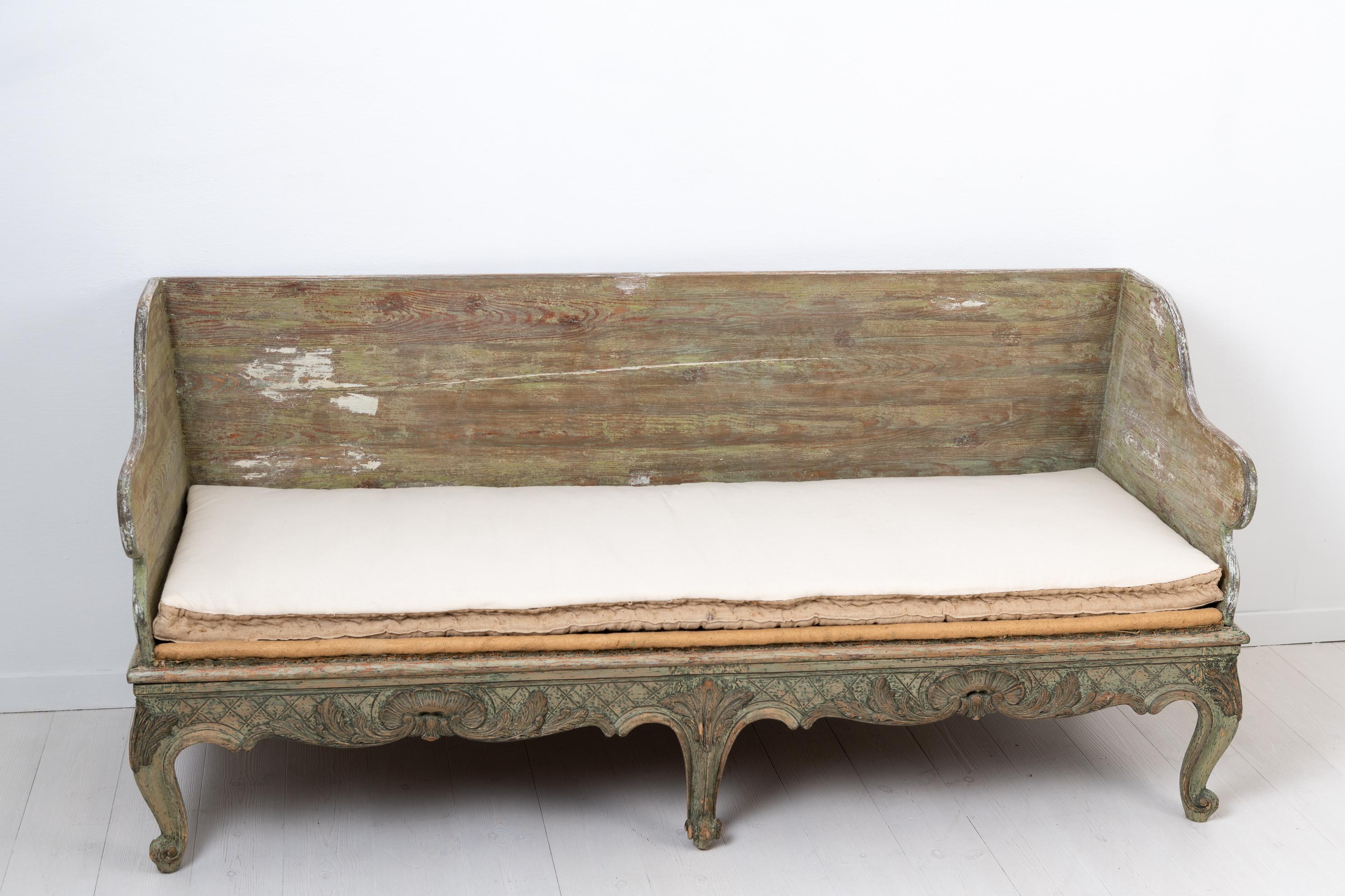 18th Century Swedish Green and White Rococo Sofa 7