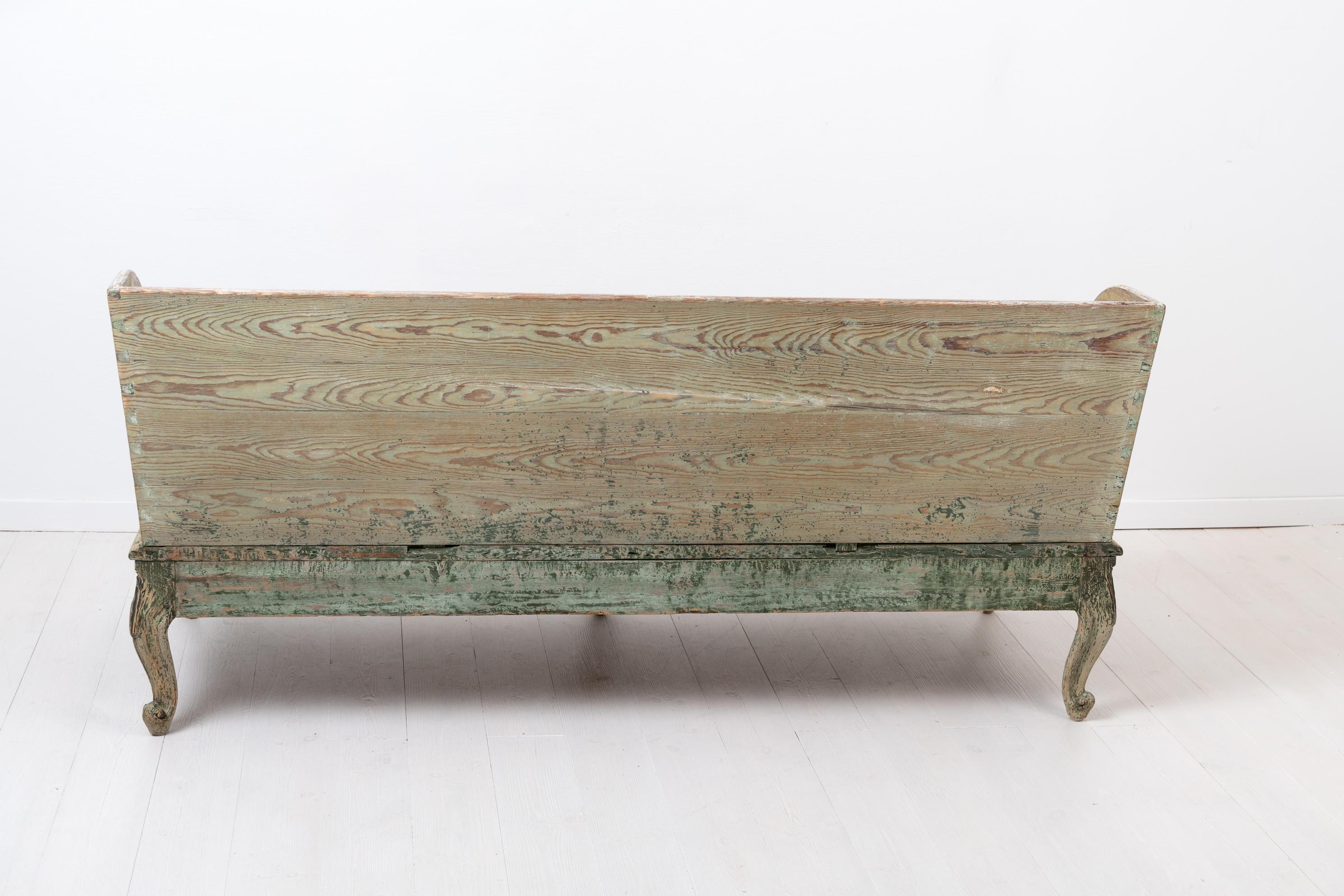 18th Century Swedish Green and White Rococo Sofa 12