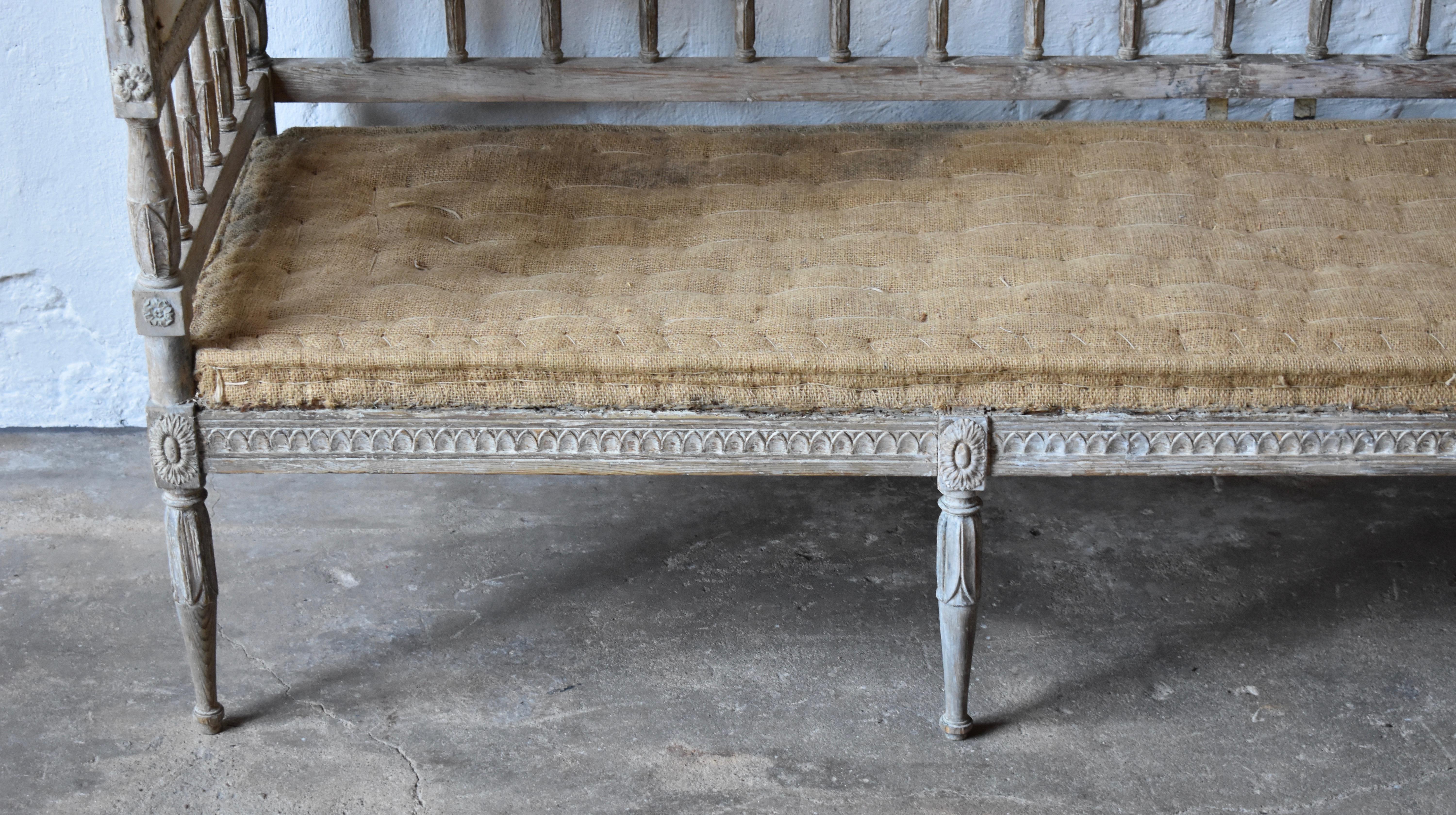 European 18th Century Swedish Gustavian 8-Legged Sofa For Sale