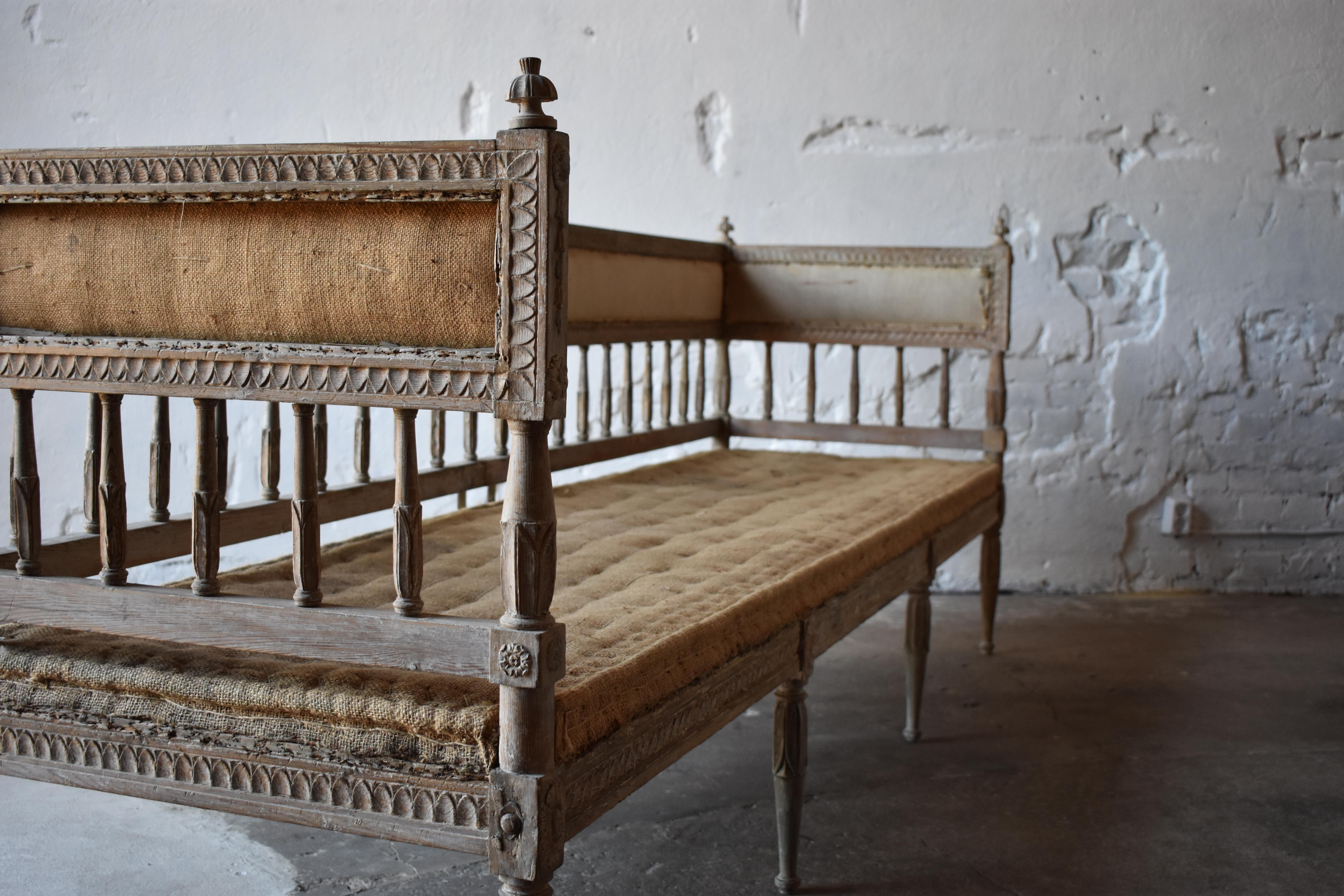 18th Century and Earlier 18th Century Swedish Gustavian 8-Legged Sofa For Sale