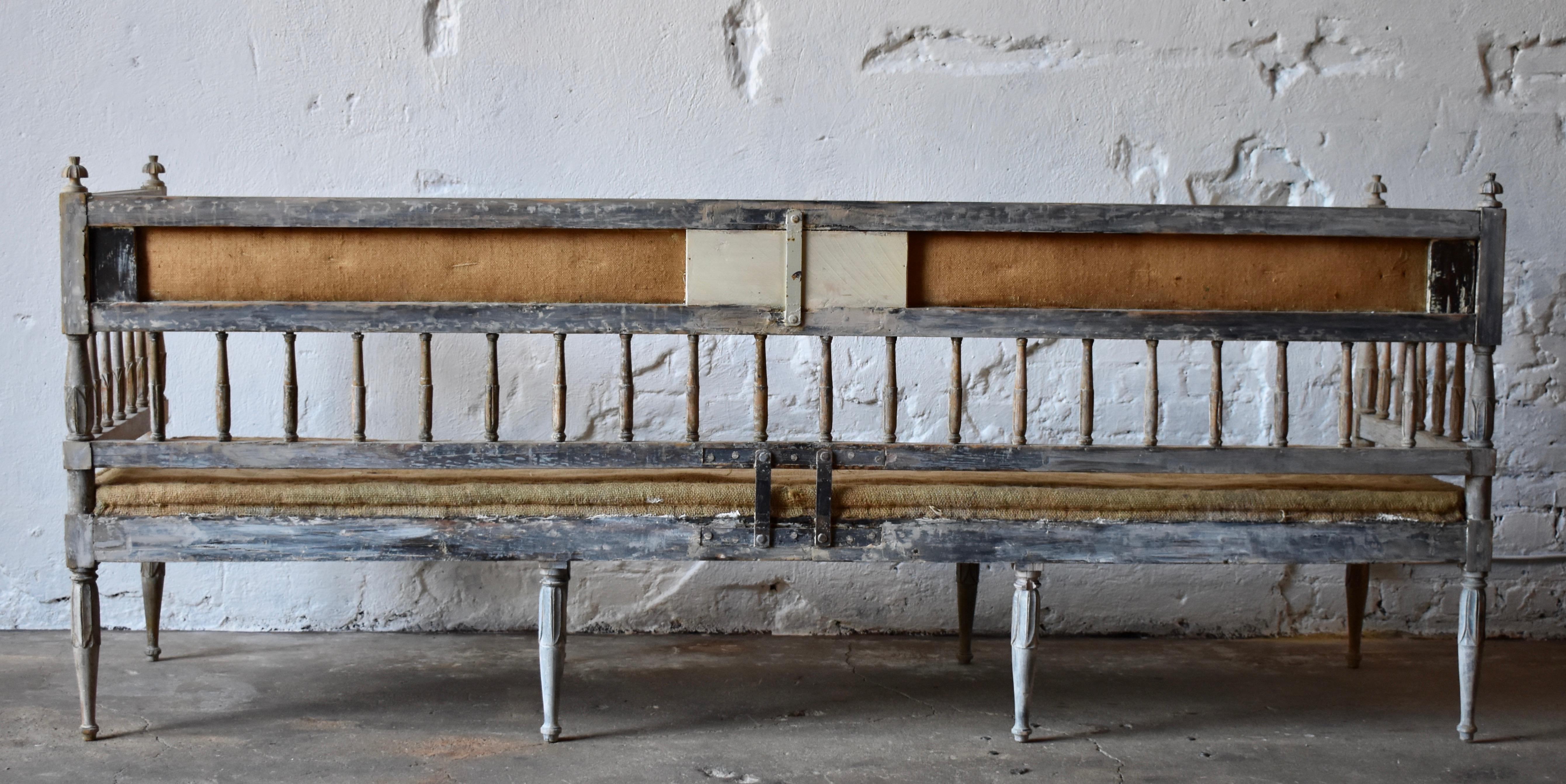 Upholstery 18th Century Swedish Gustavian 8-Legged Sofa For Sale
