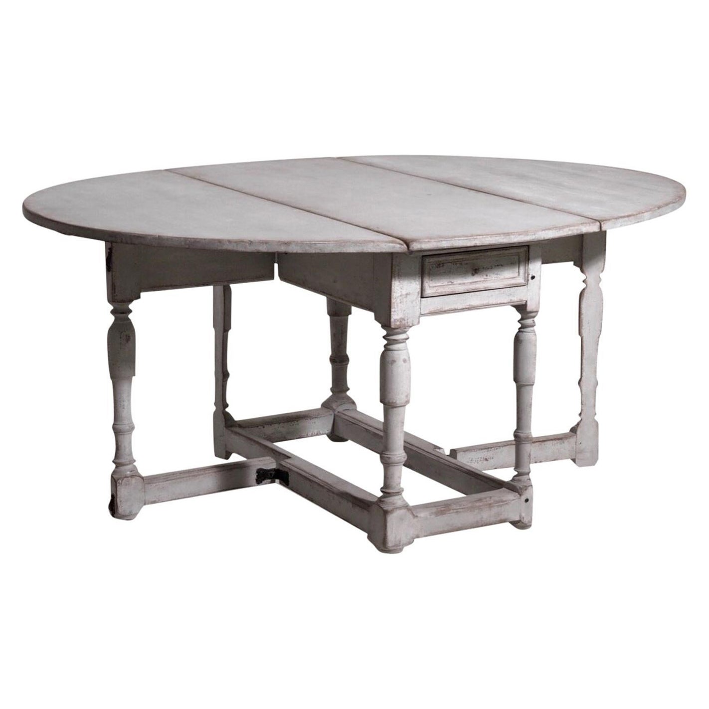 18th Century Swedish Gustavian, Antique Scandinavian Pine Drop-Leaf Dining Table