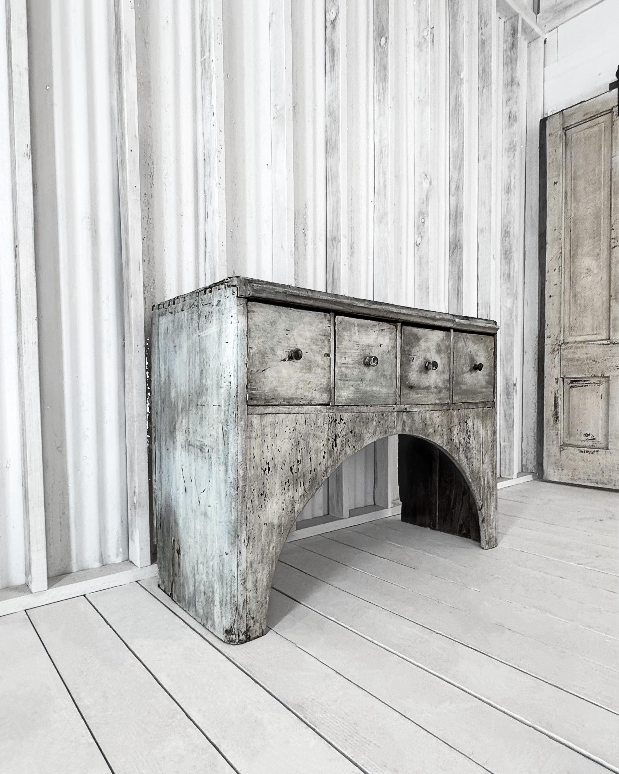 Wood 18th Century Swedish Gustavian Arched Console Table For Sale