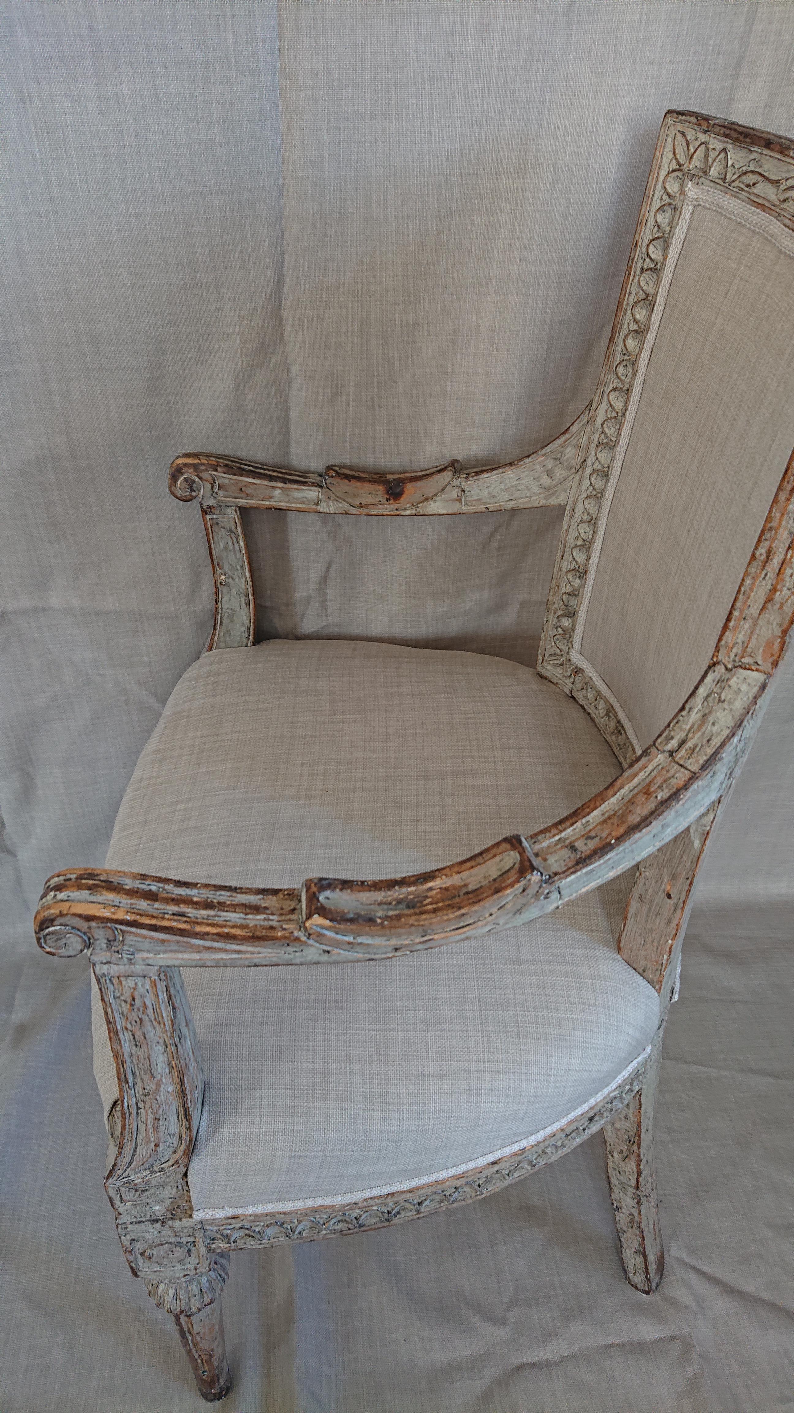 18th Century Swedish Gustavian Armchair with Originalpaint For Sale 7