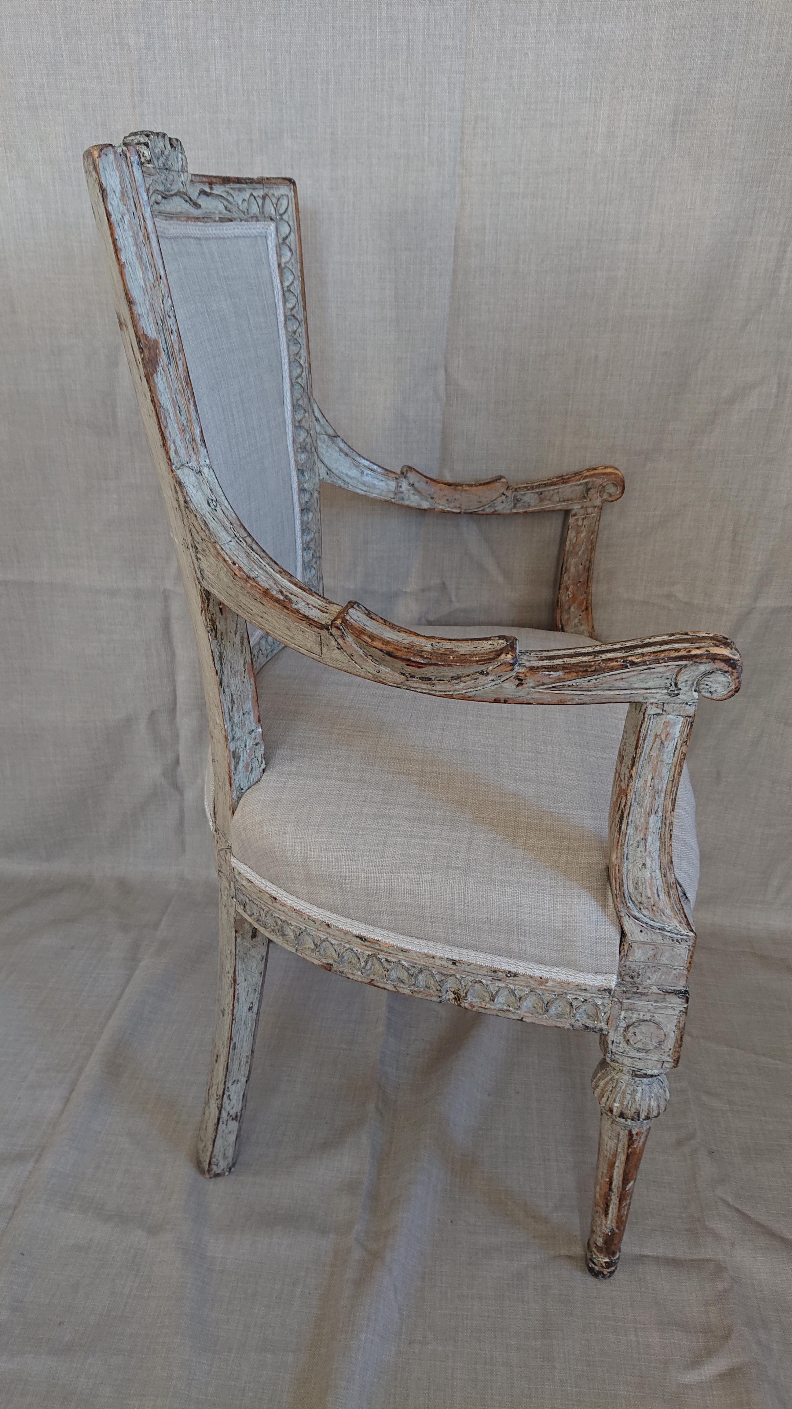 18th Century Swedish Gustavian Armchair with Originalpaint For Sale 3