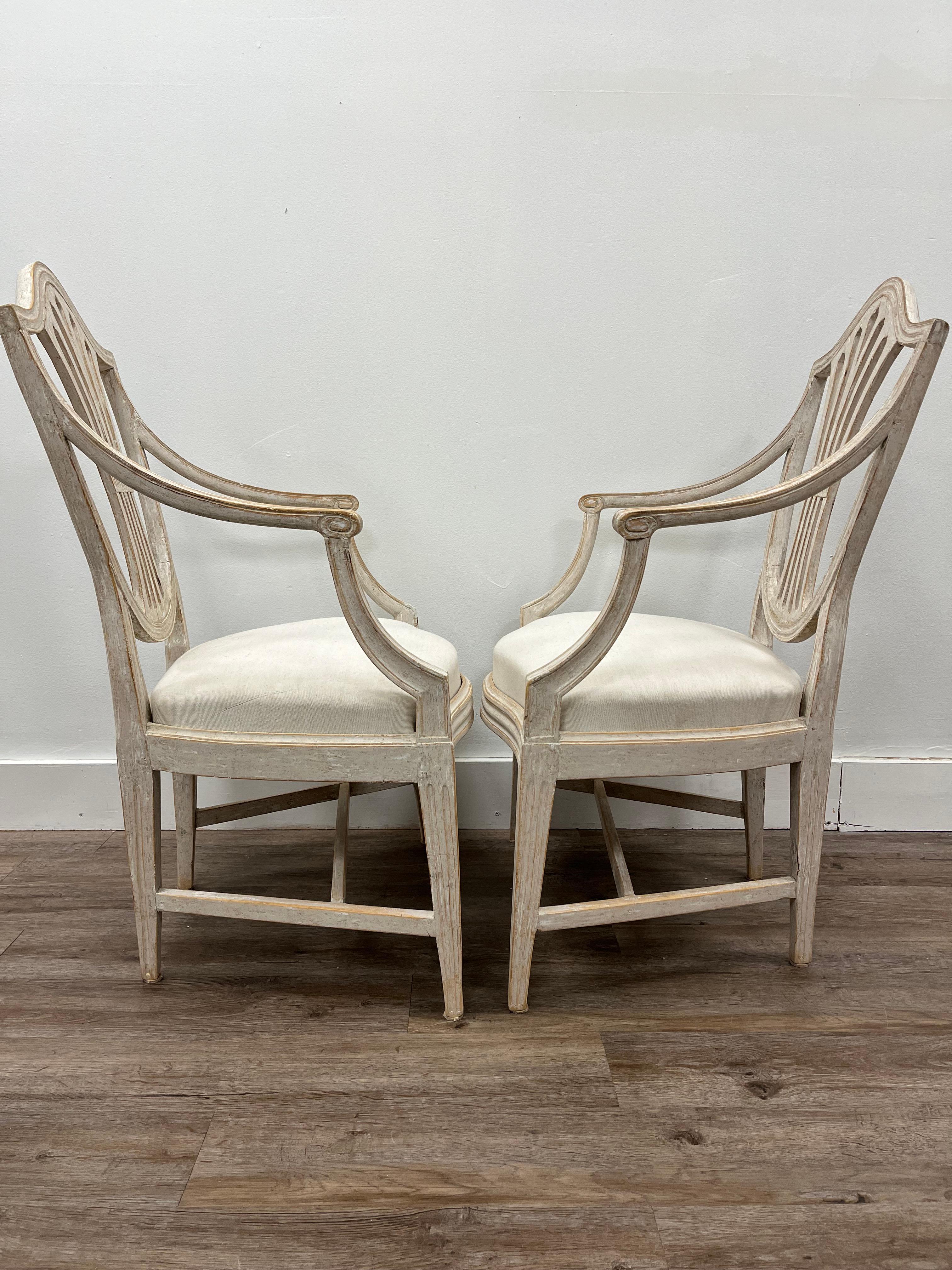 Pair of 18th Century Swedish Gustavian Armchairs For Sale 2