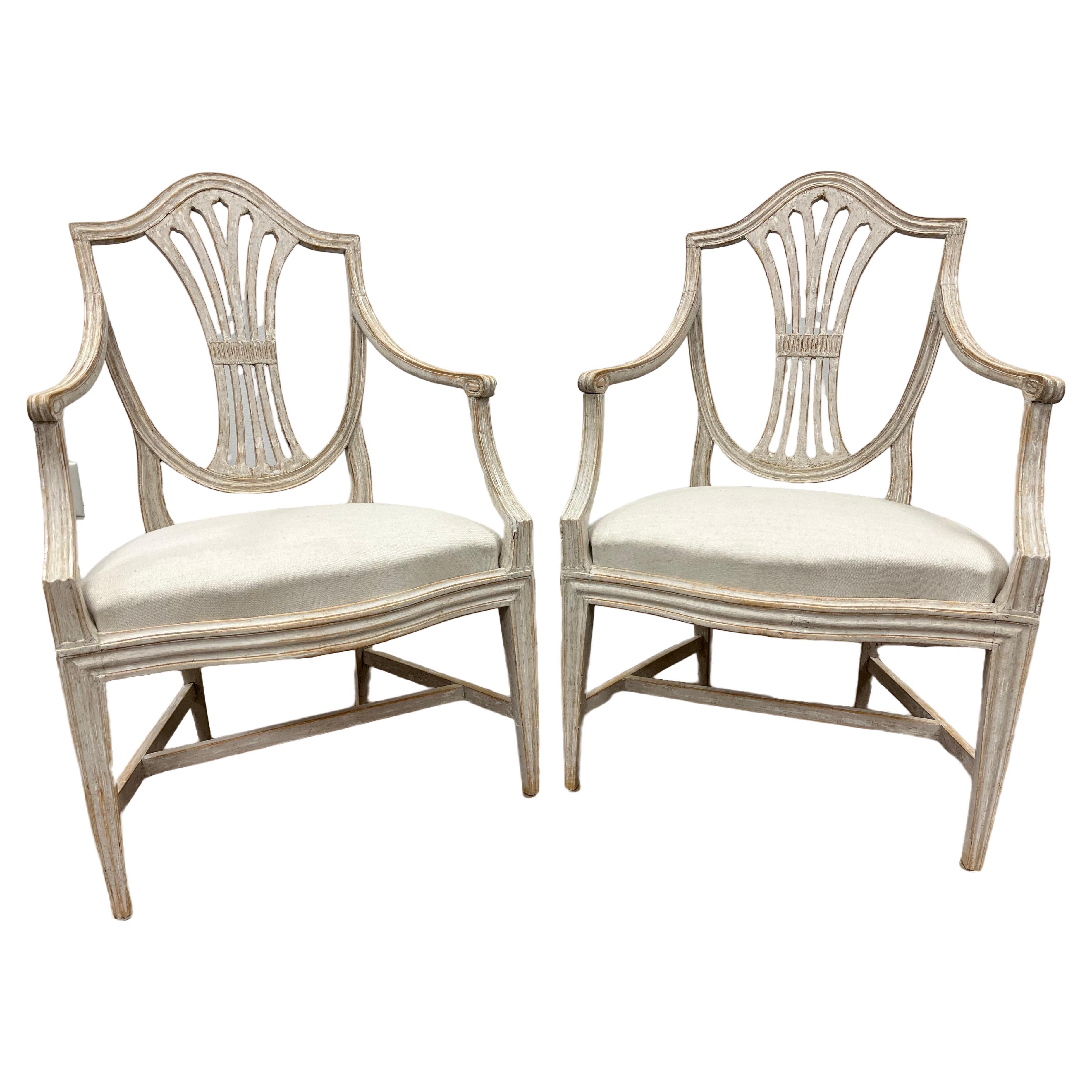 Pair of 18th Century Swedish Gustavian Armchairs For Sale
