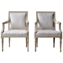 18th Century Swedish Gustavian Armchairs in Original Paint