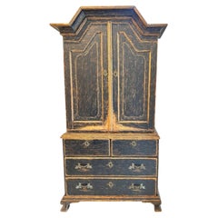 18th Century Swedish Gustavian Black Cabinet or Buffet
