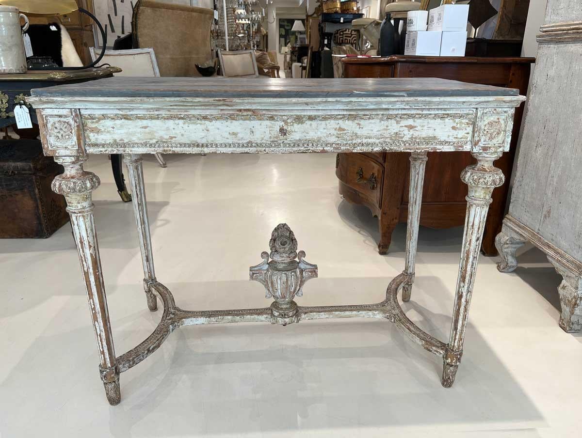 18th Century Swedish Gustavian Console with Carving on Stretcher 6