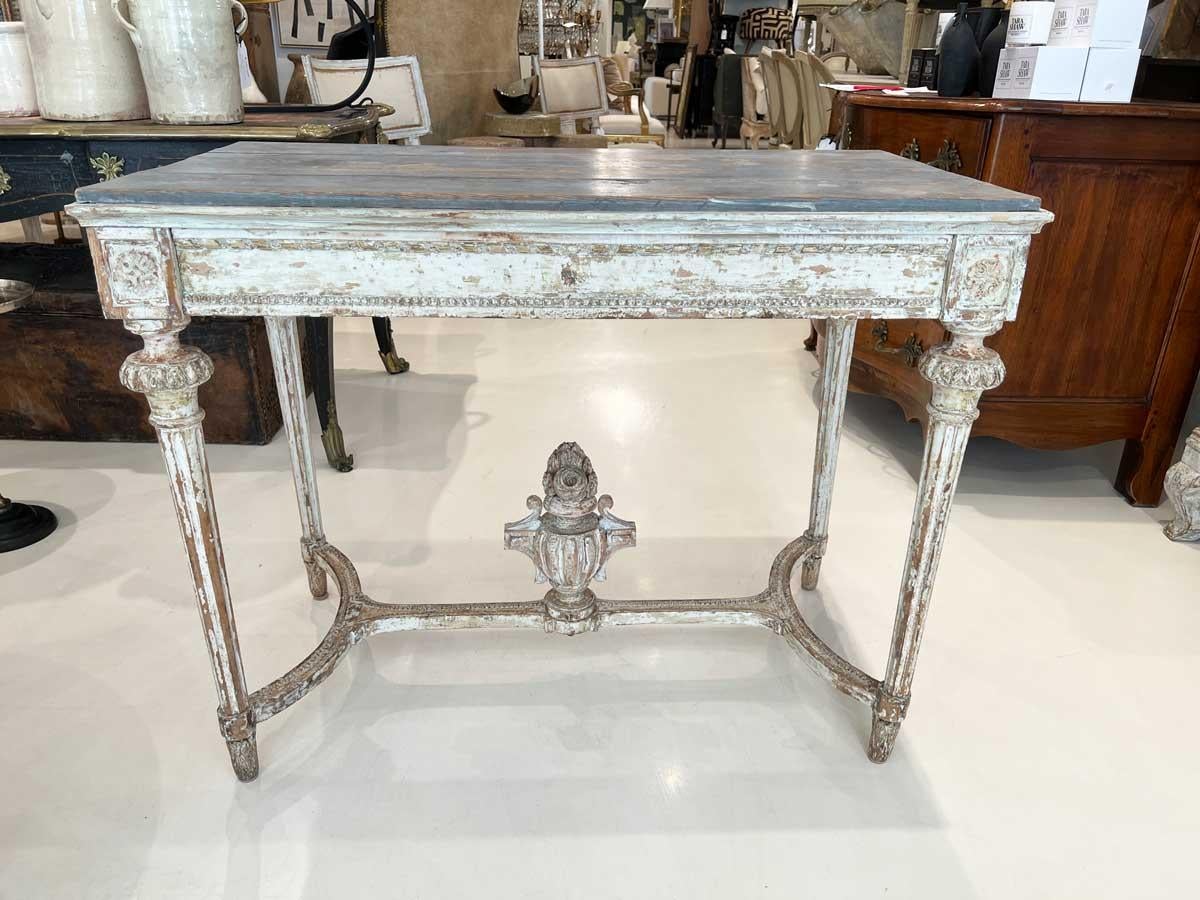 18th Century and Earlier 18th Century Swedish Gustavian Console with Carving on Stretcher