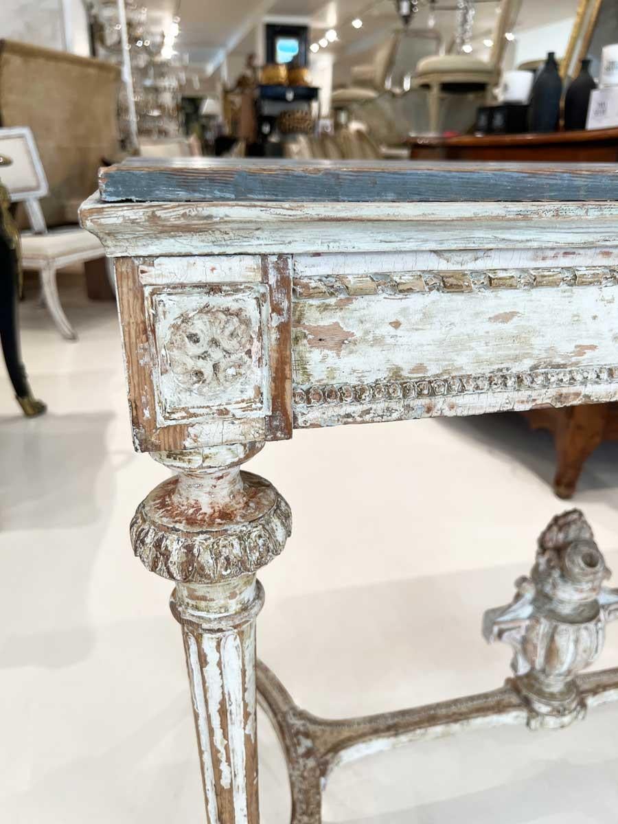 18th Century Swedish Gustavian Console with Carving on Stretcher 4
