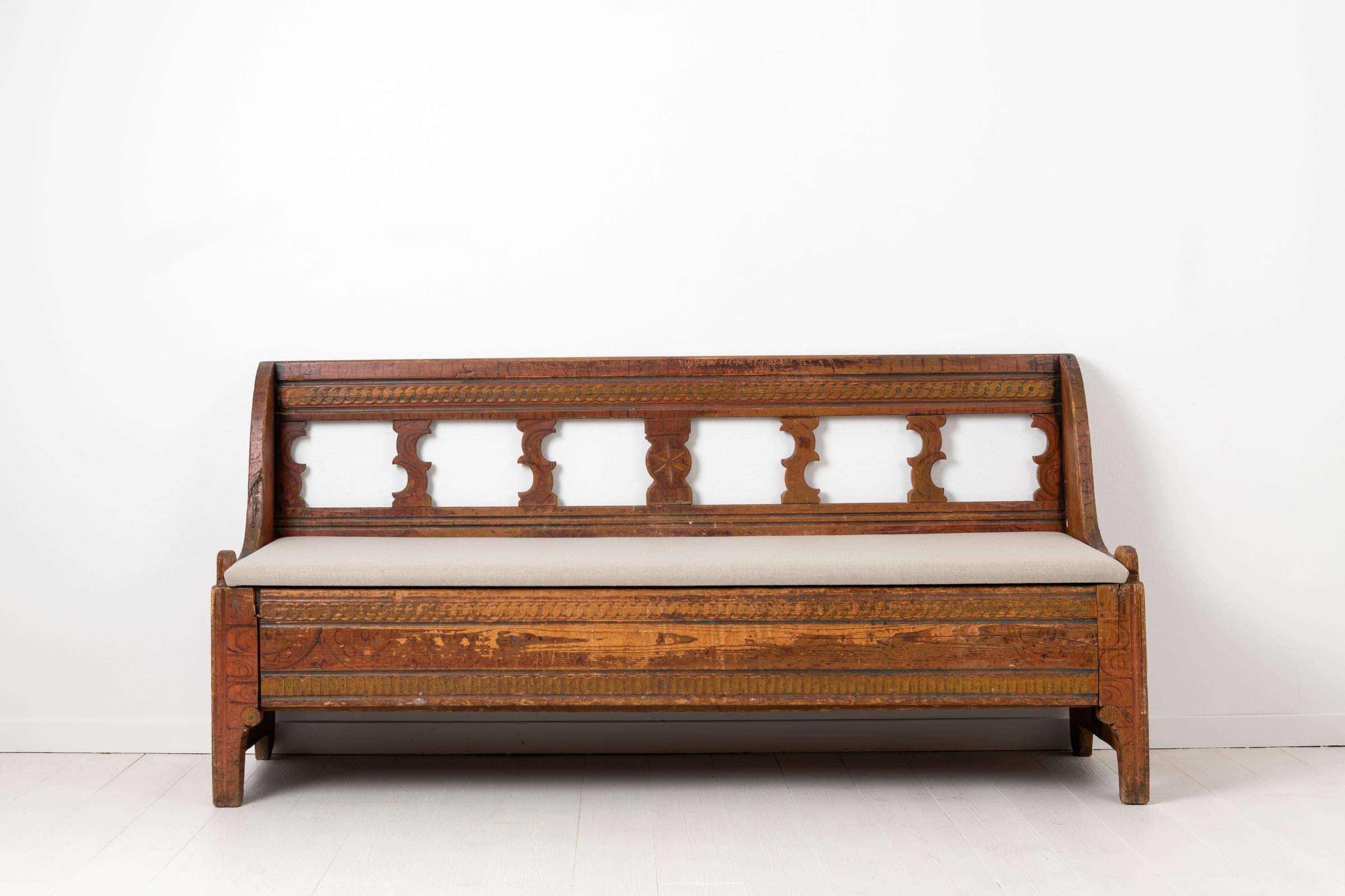 Hand-Crafted 18th Century Swedish Gustavian Country Bench For Sale