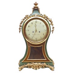 18th Century Swedish Gustavian Gilt and Painted Mantle Clock