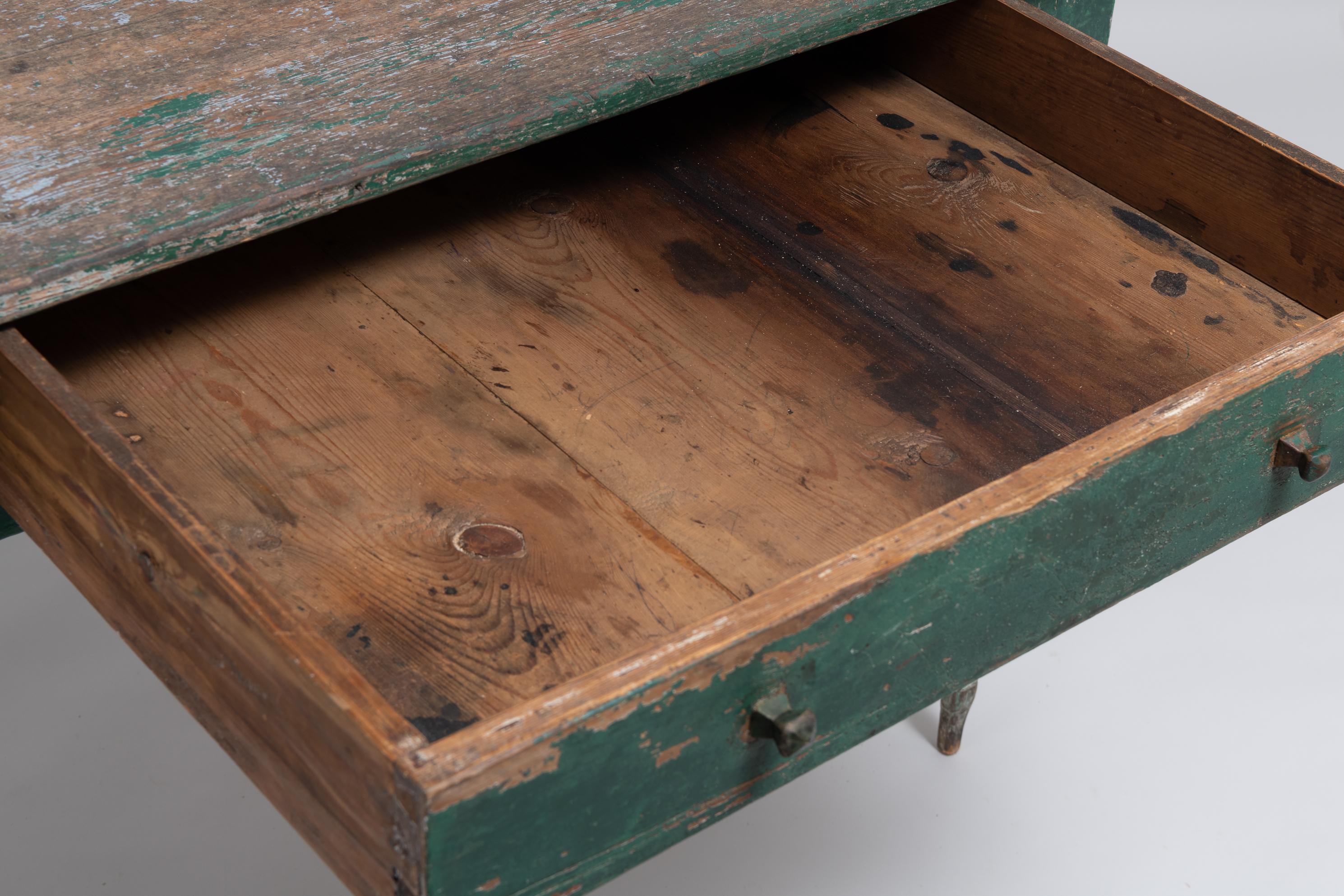 18th Century Swedish Gustavian Green Pine Desk 6