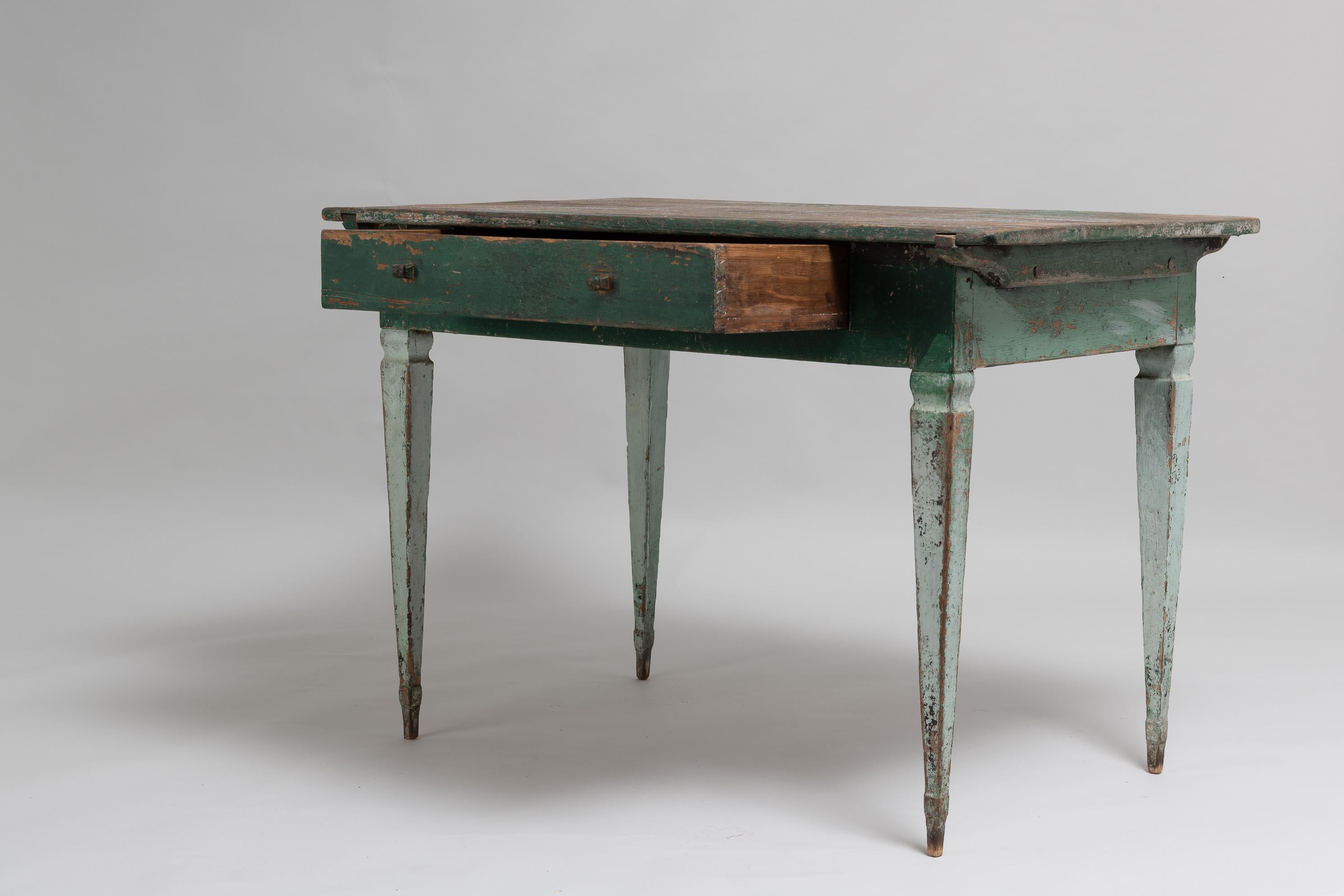 18th Century Swedish Gustavian Green Pine Desk 1
