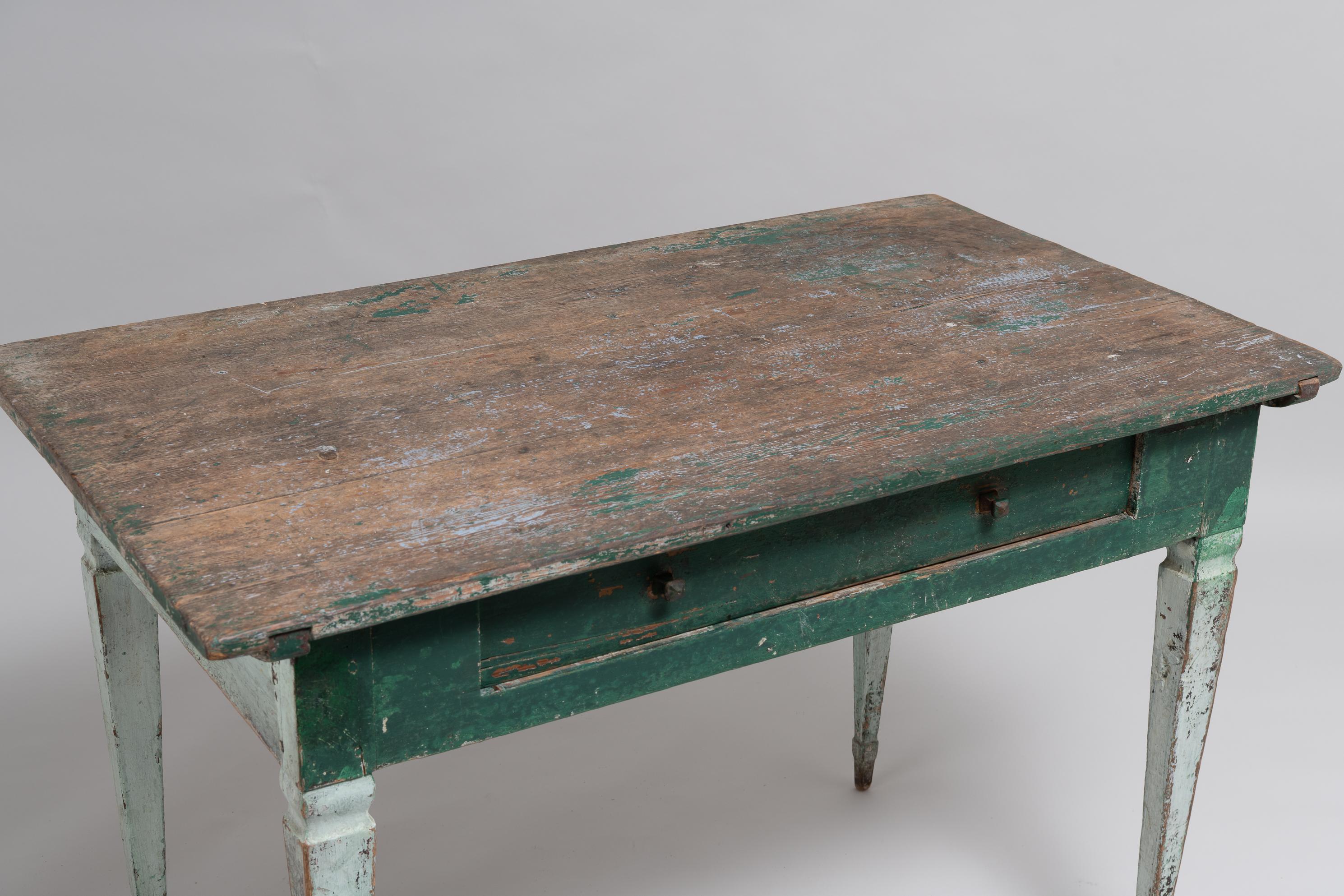 18th Century Swedish Gustavian Green Pine Desk 4