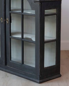 18th Century Swedish Gustavian Hanging Cupboard, Glass & Wood, Painted