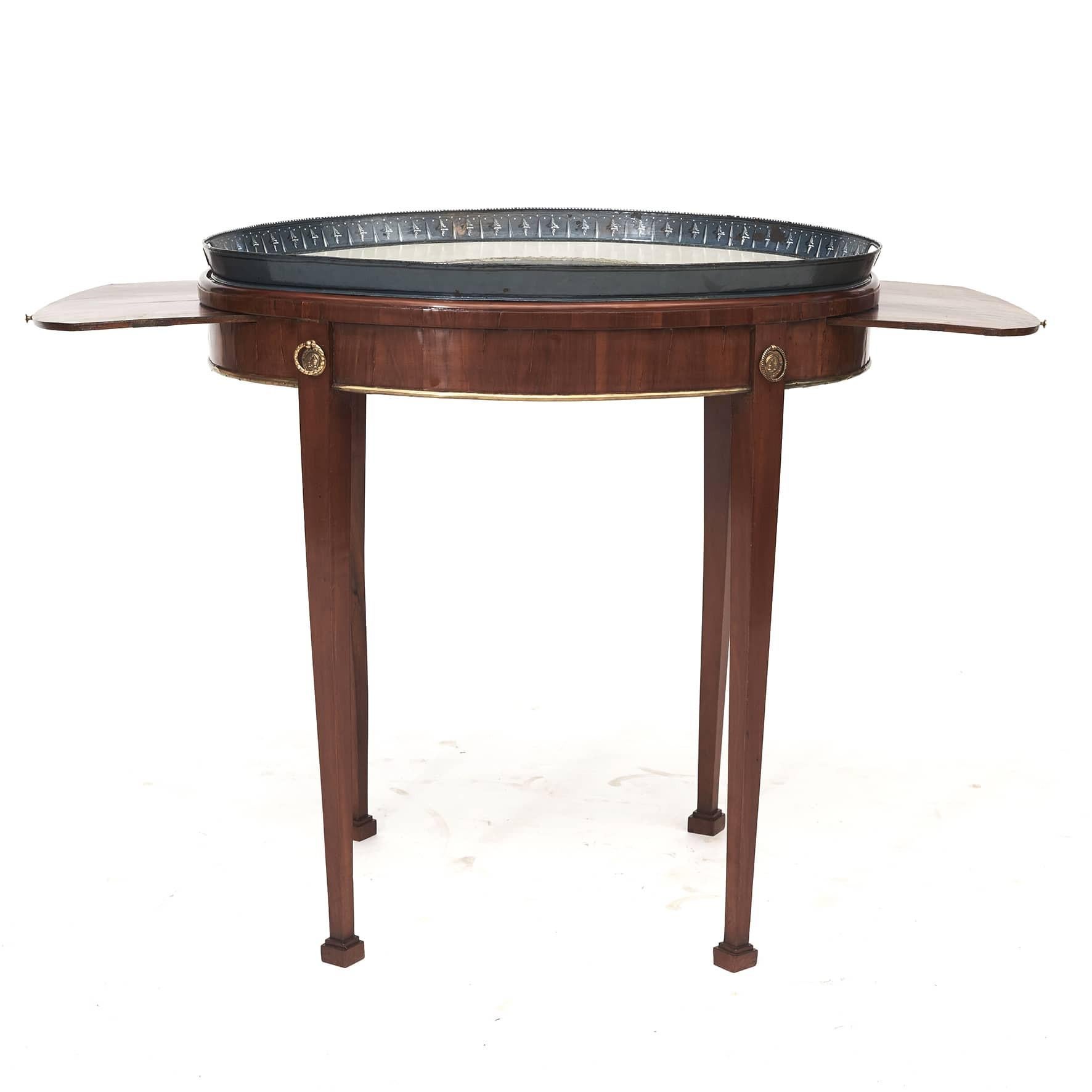 Hand-Painted 18th Century Swedish Gustavian Metal and Mahogany Tray Table For Sale