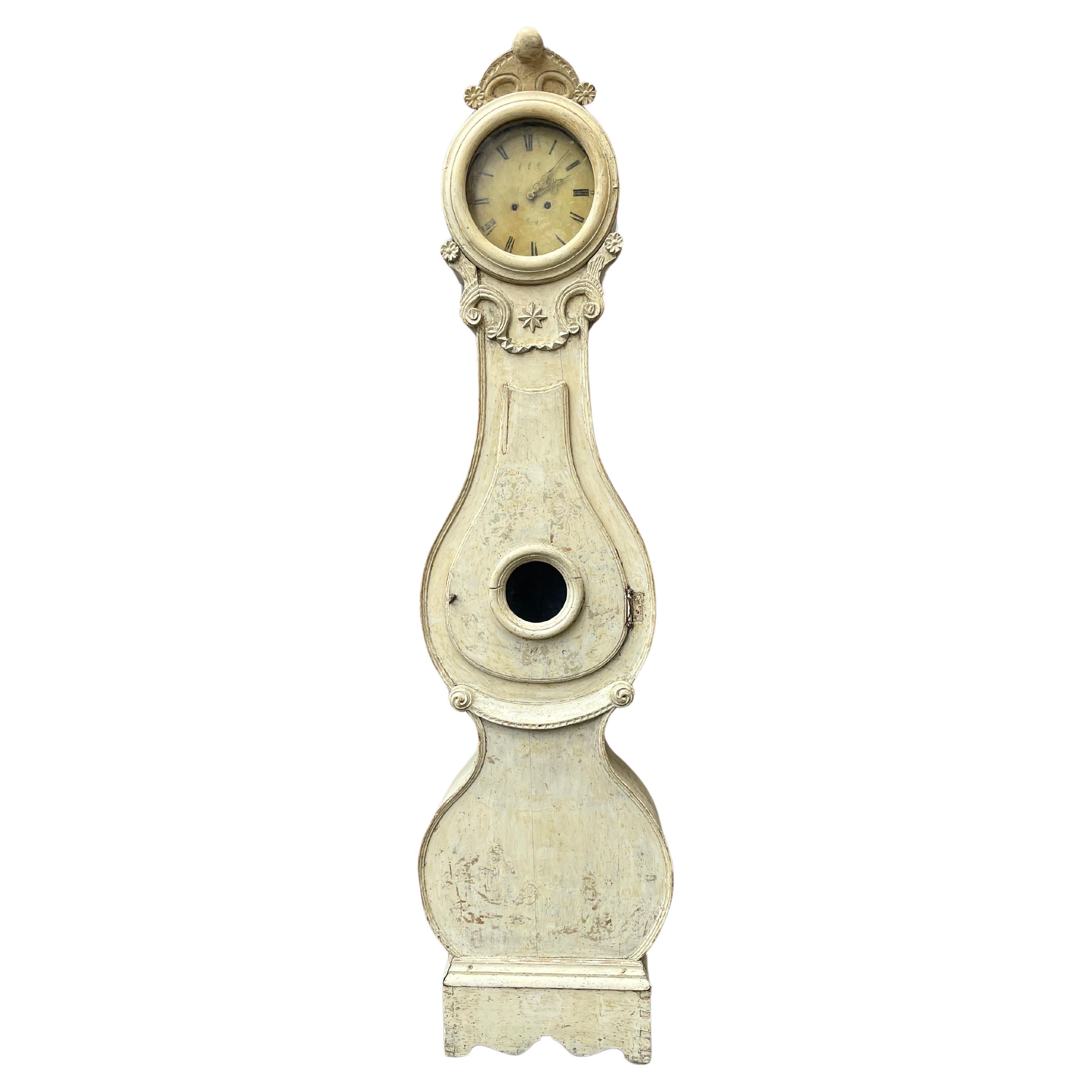 18th Century Swedish Gustavian Mora Clock with Original Paint For Sale