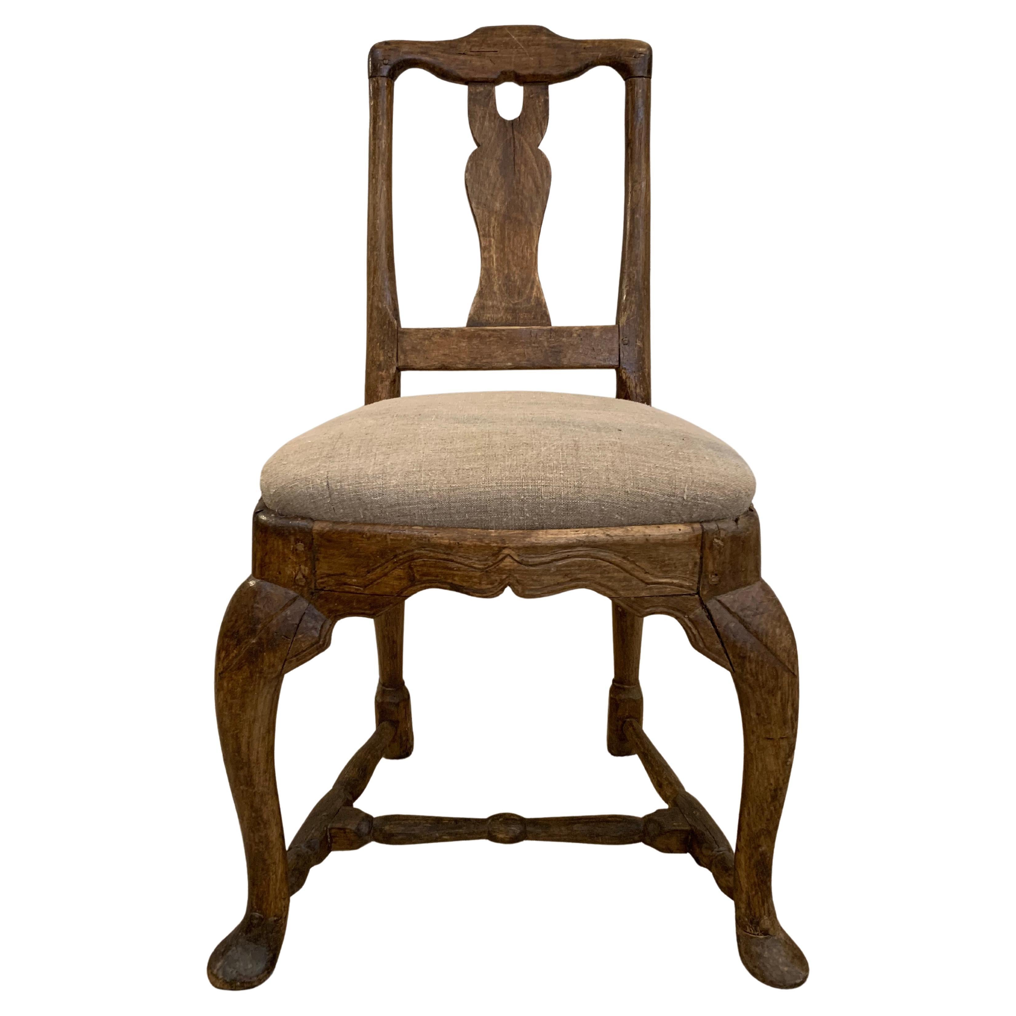 Silla sueca de roble Gustaviano del siglo XVIII en venta
