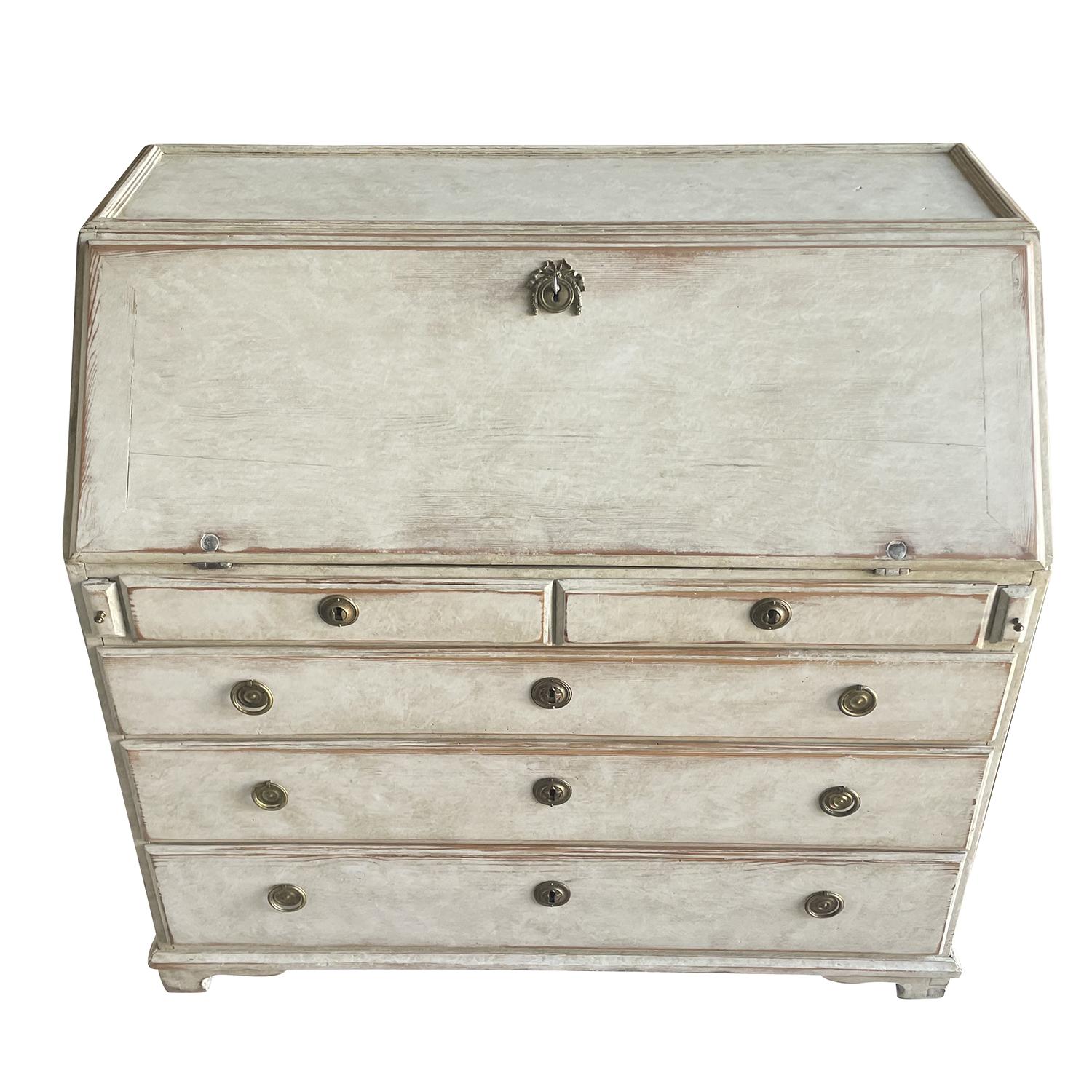 Siglo XVIII Mesa Gustaviana Sueca de Madera de Pino - Secretaire Antiguo Gustaviano en venta