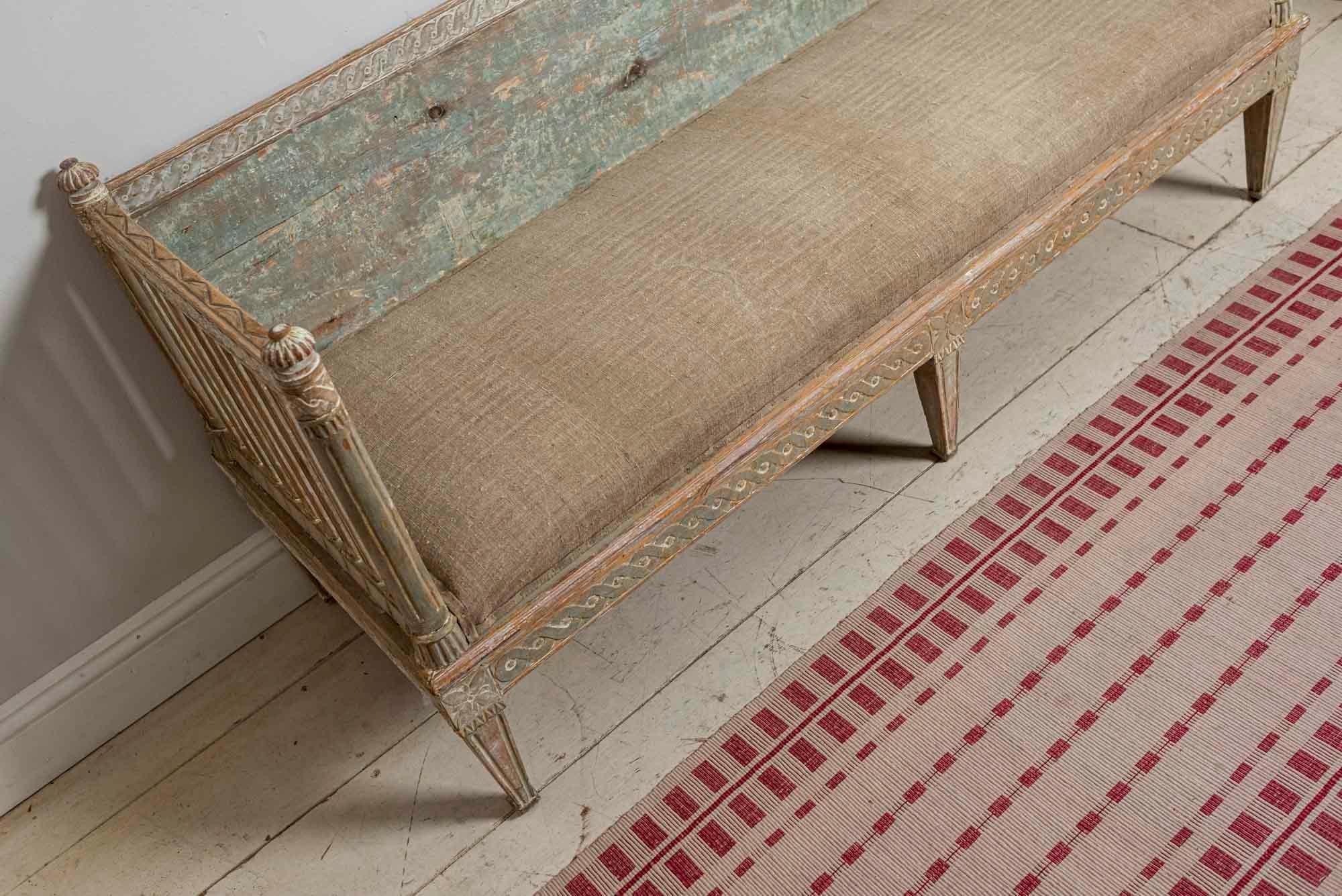 18th Century Swedish Gustavian Painted Carved Detail Slatted Sofa 12