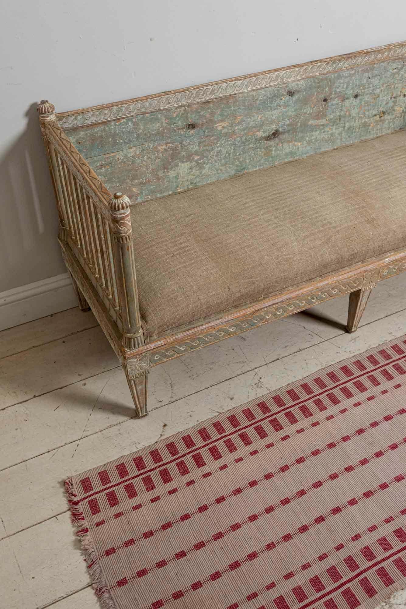 18th Century Swedish Gustavian Painted Carved Detail Slatted Sofa 13