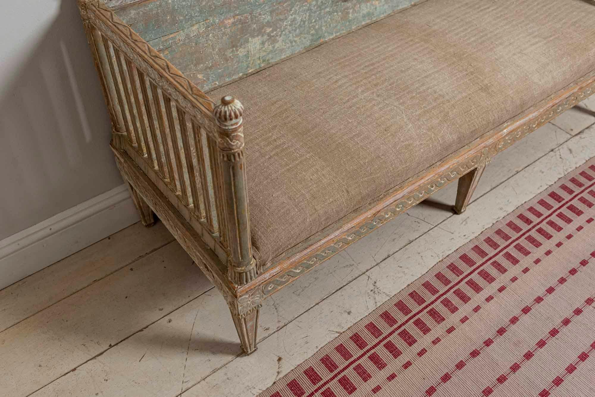 18th Century Swedish Gustavian Painted Carved Detail Slatted Sofa 14