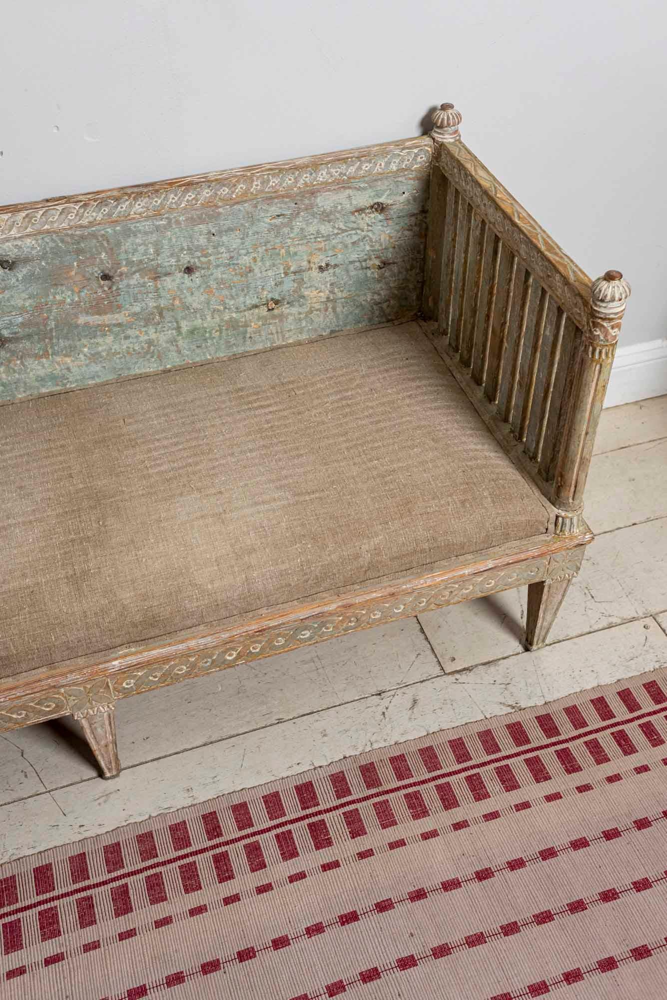 18th Century Swedish Gustavian Painted Carved Detail Slatted Sofa 15
