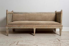 18th Century Swedish Gustavian Painted Carved Detail Slatted Sofa