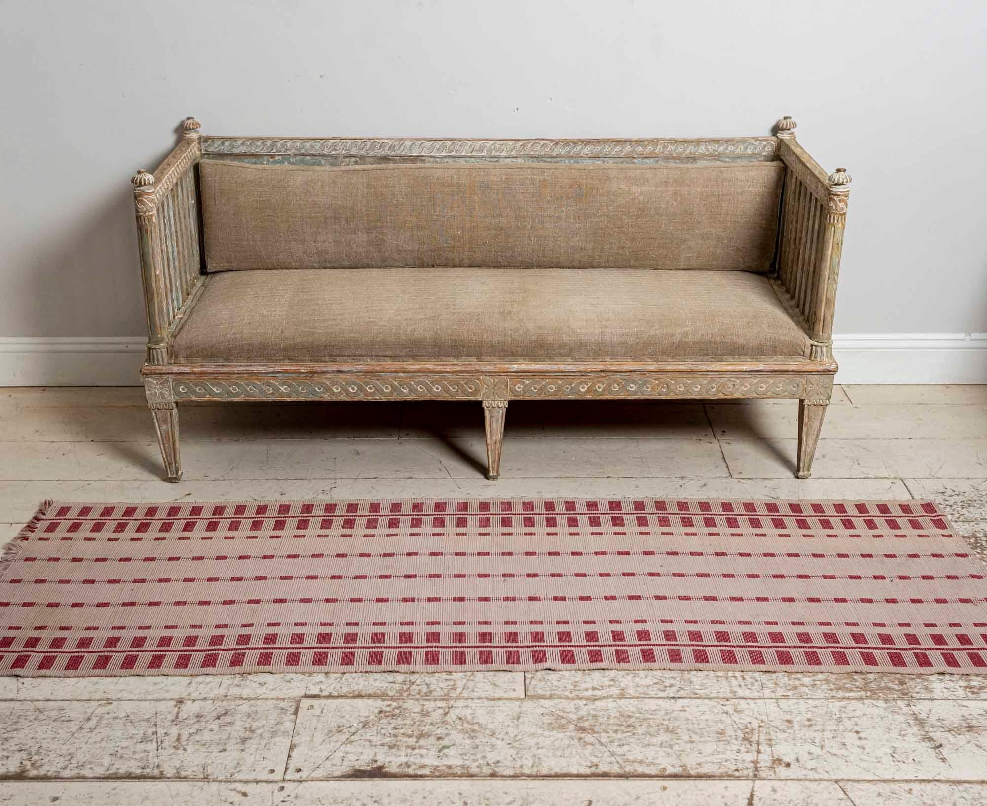 18th Century Swedish Gustavian Painted Carved Detail Slatted Sofa 16