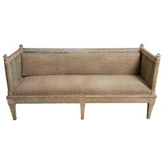 18th Century Swedish Gustavian Painted Carved Detail Slatted Sofa