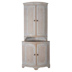 Antique 18th Century Swedish Gustavian Painted Corner Cabinet