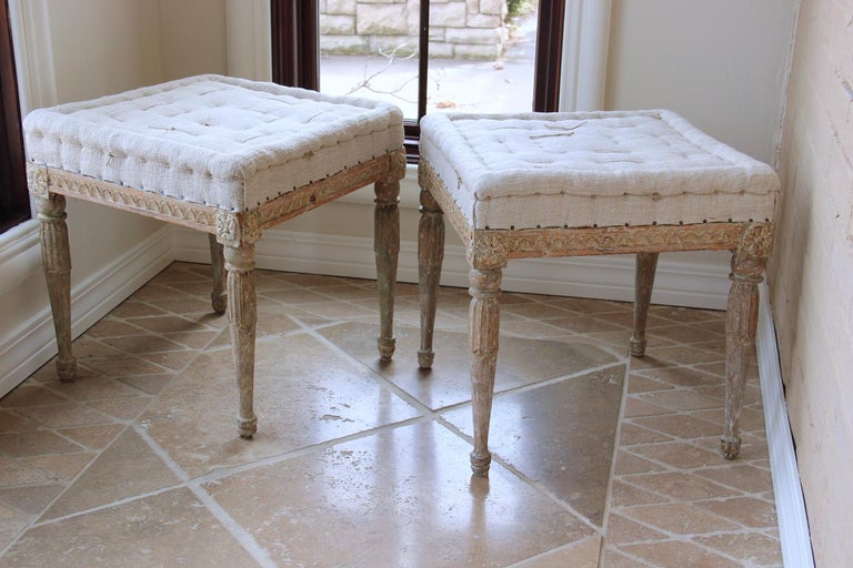 18th Century Swedish Gustavian Pair of Foot Stools or Benches in ...