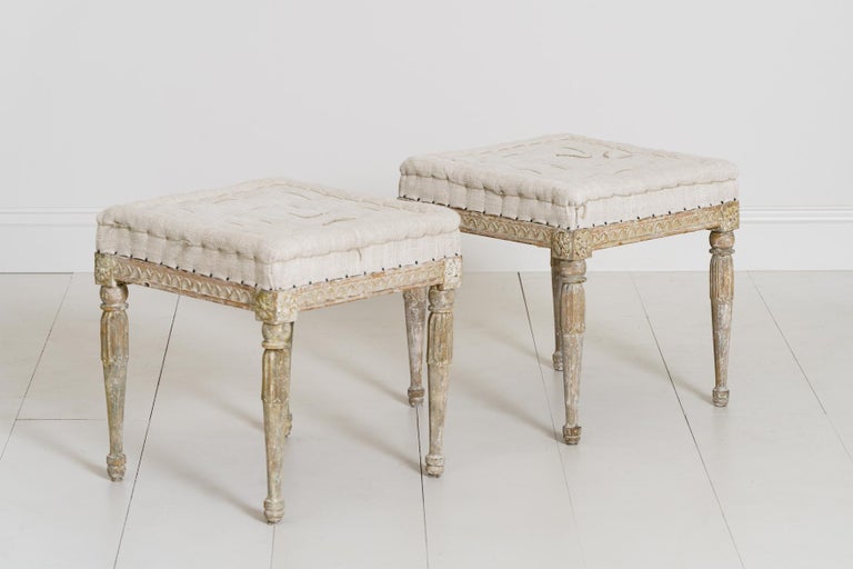 18th Century Swedish Gustavian Pair of Foot Stools or Benches in ...