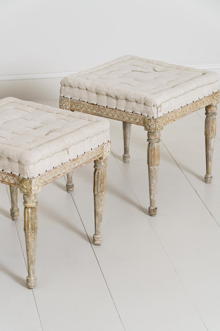 18th Century Swedish Gustavian Pair of Foot Stools or Benches in ...