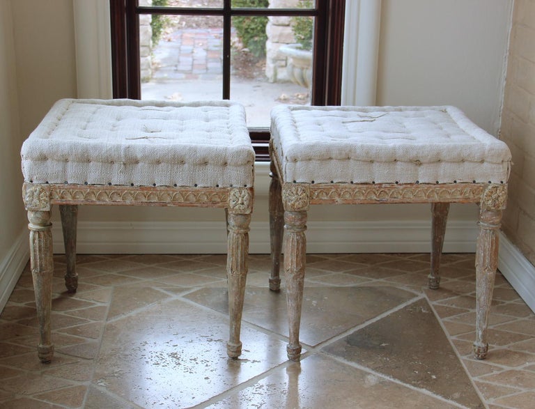 18th Century Swedish Gustavian Pair of Foot Stools or Benches in ...