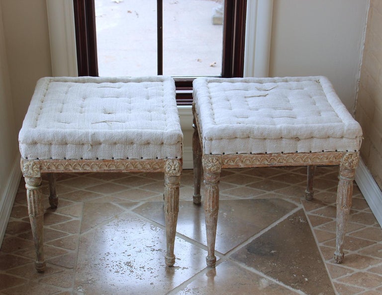 18th Century Swedish Gustavian Pair of Foot Stools or Benches in ...