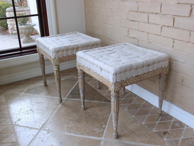 18th Century Swedish Gustavian Pair of Foot Stools or Benches in ...