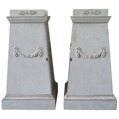 18th Century Swedish Gustavian Pedestals - Antique Neoclassical Pine Cabinets