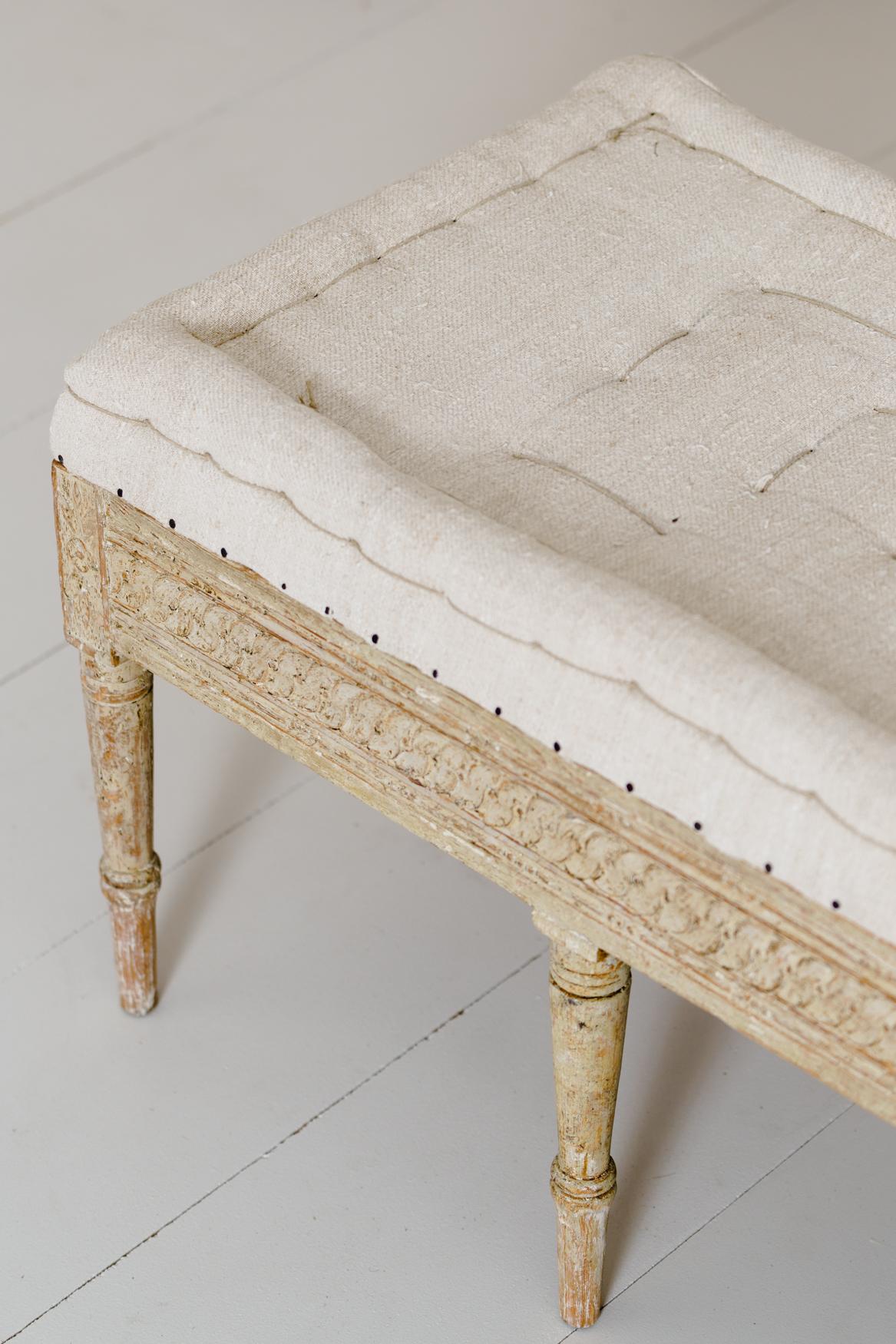 18th Century and Earlier 18th Century Swedish Gustavian Period Bench or Footstool in Original Paint