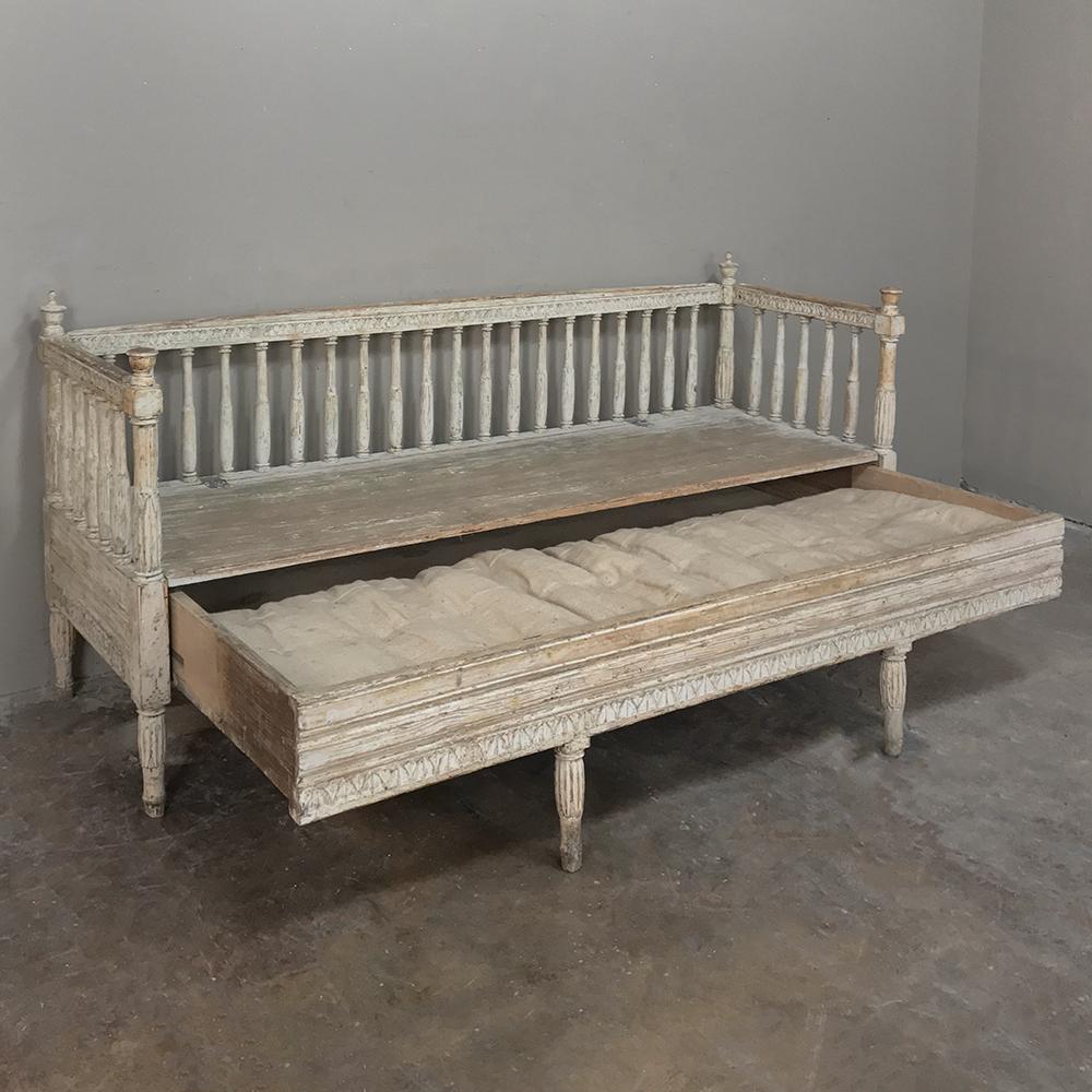 Hand-Crafted 18th Century Swedish Gustavian Period Day Bed, Hall Bench, circa 1790