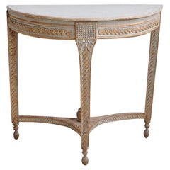 18th Century Swedish Gustavian Period Demilune Console Table in Original Paint