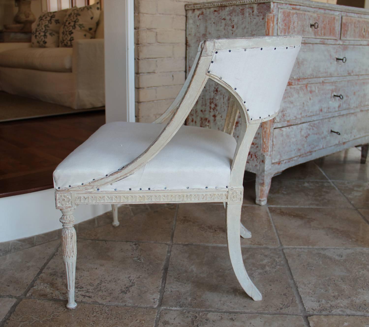 18th Century Swedish Gustavian Period Original Paint Chair Signed Ephraim Stahl In Excellent Condition In Wichita, KS