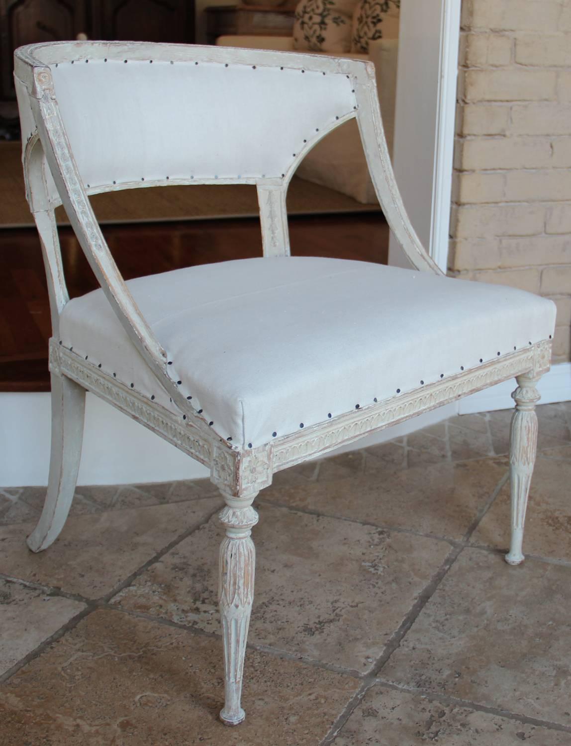 18th Century Swedish Gustavian Period Original Paint Chair Signed Ephraim Stahl 1