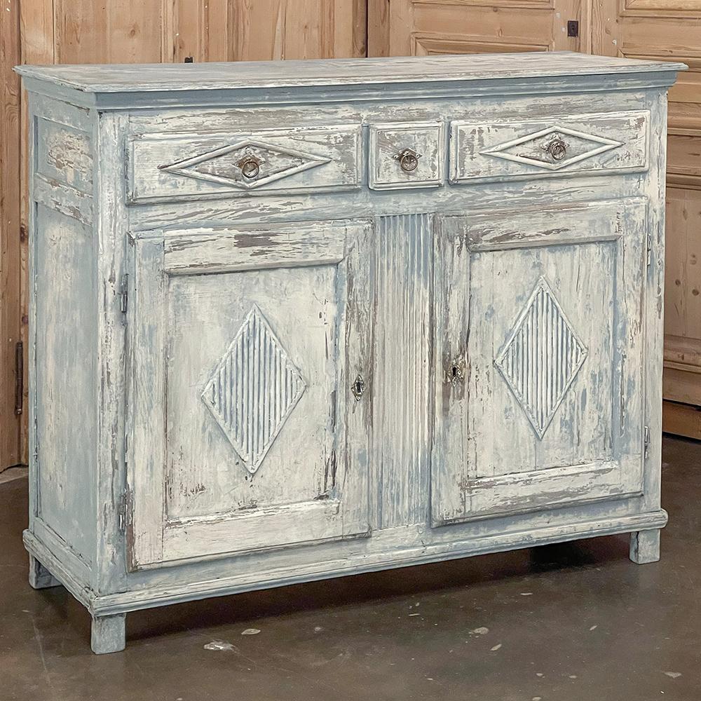 18th century Swedish Gustavian Period painted buffet will make a handsome addition to your collection, and a stylistic touch to your decor! Hand-crafted from indigenous old-growth pine that has hardwood properties, it features a neoclassical